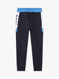 BOSS Kids' Logo Colour Block Joggers, Navy - view 2, Navy