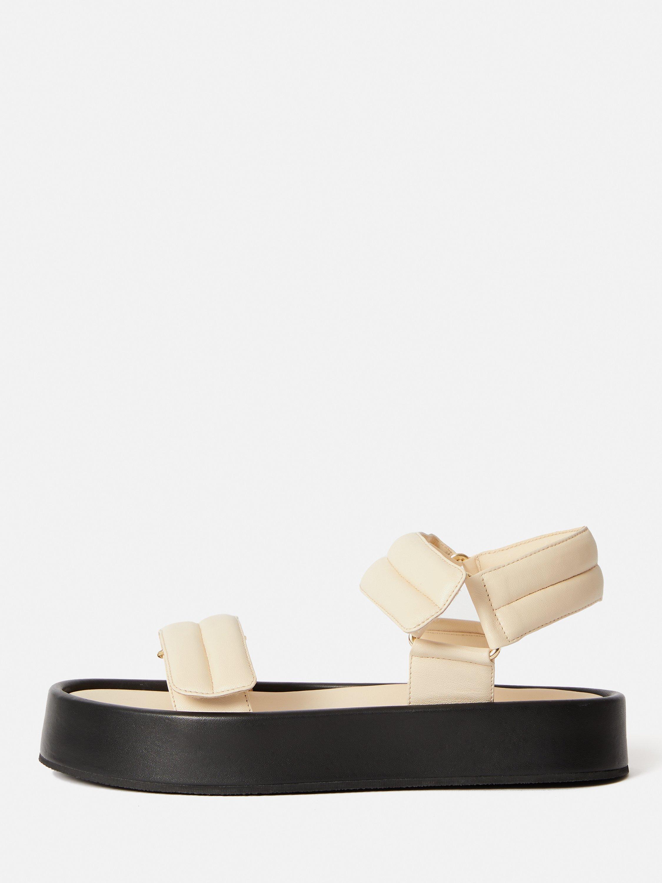 Jigsaw Raquel Leather Footbed Sandals, Cream