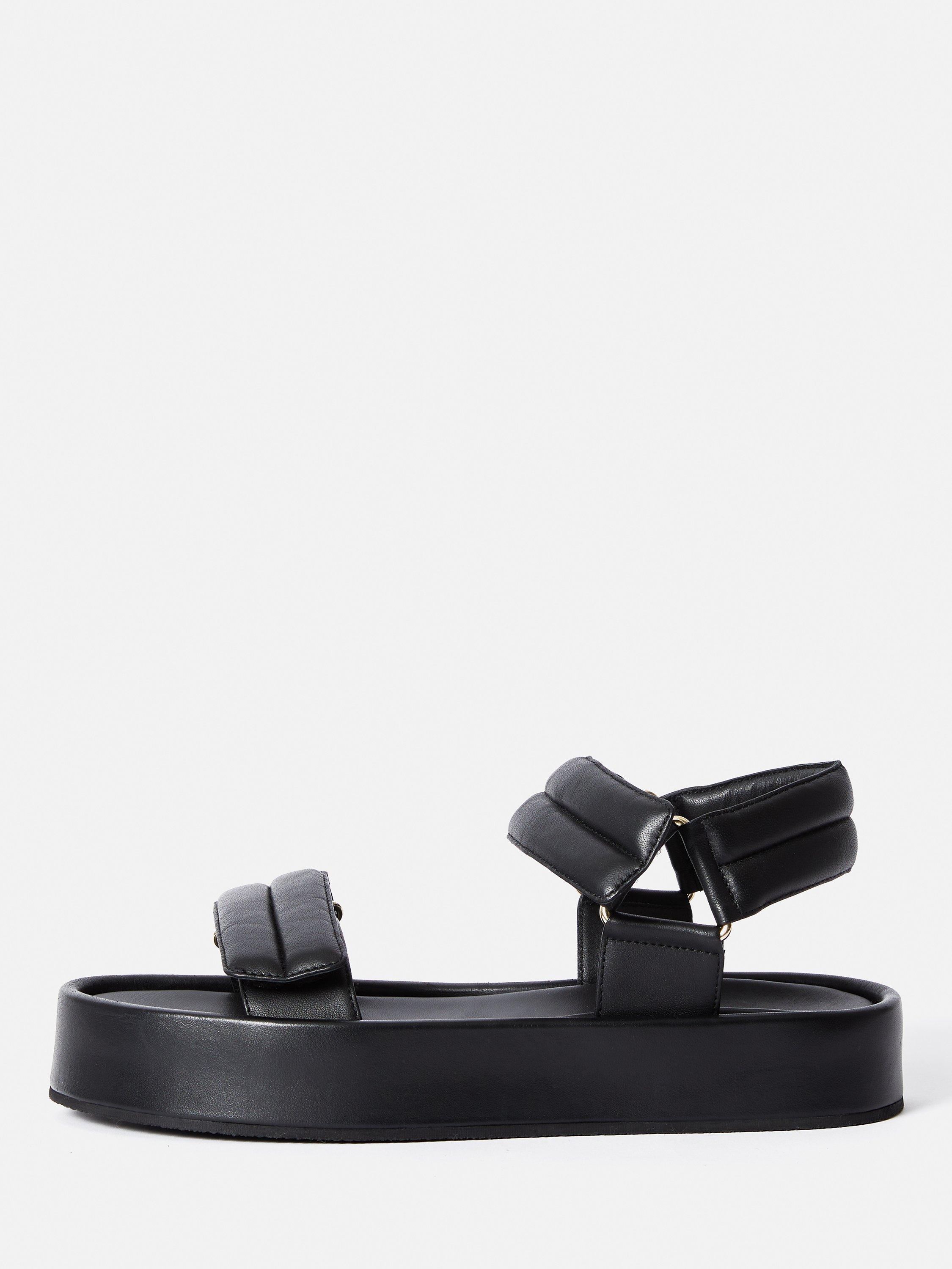 Jigsaw Raquel Leather Footbed Sandals, Black
