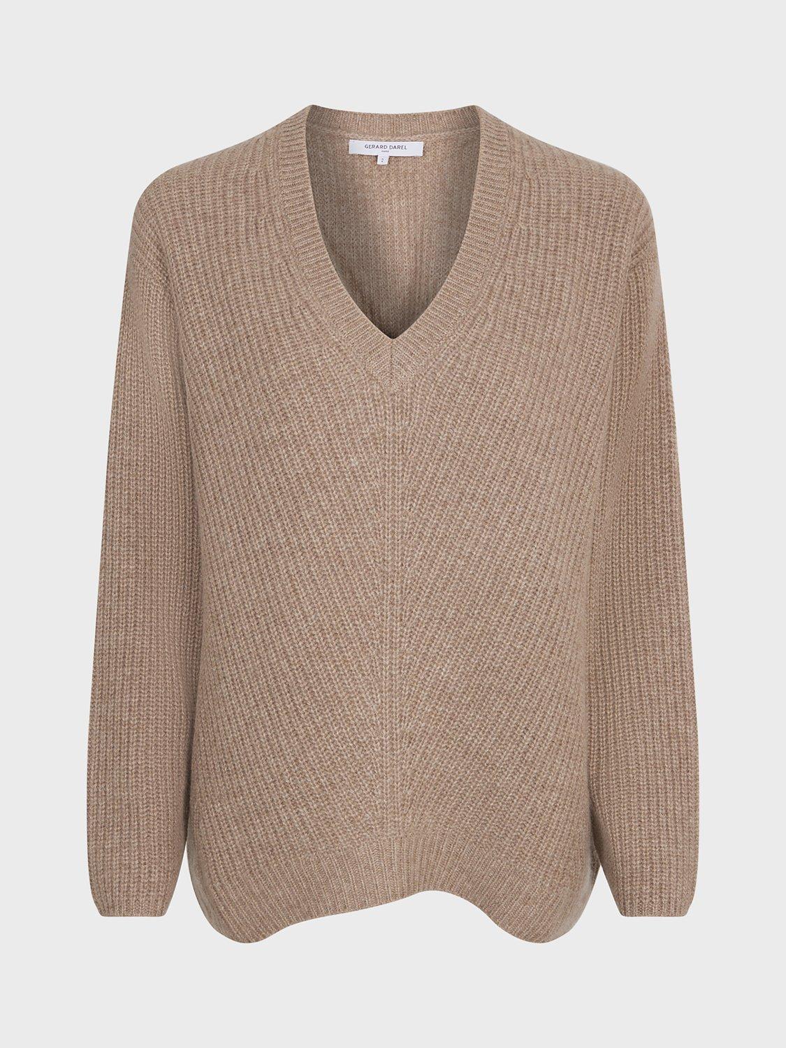 Gerard Darel Lookas V-Neck Cashmere Jumper, Beige