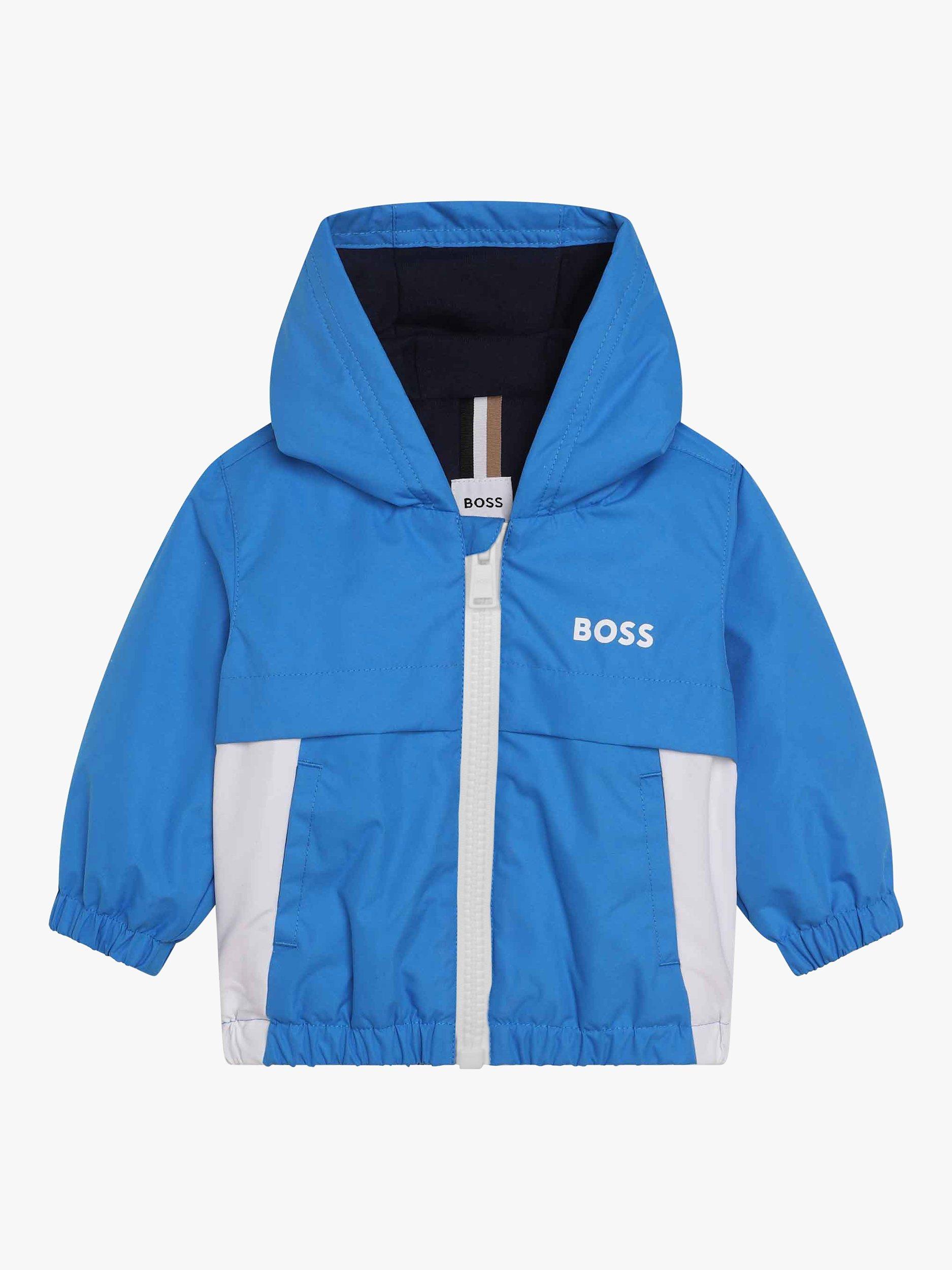 Product image 1 of 3, which shows BOSS Baby Logo Hooded Magic Print Windbreaker, Blue, 2 years