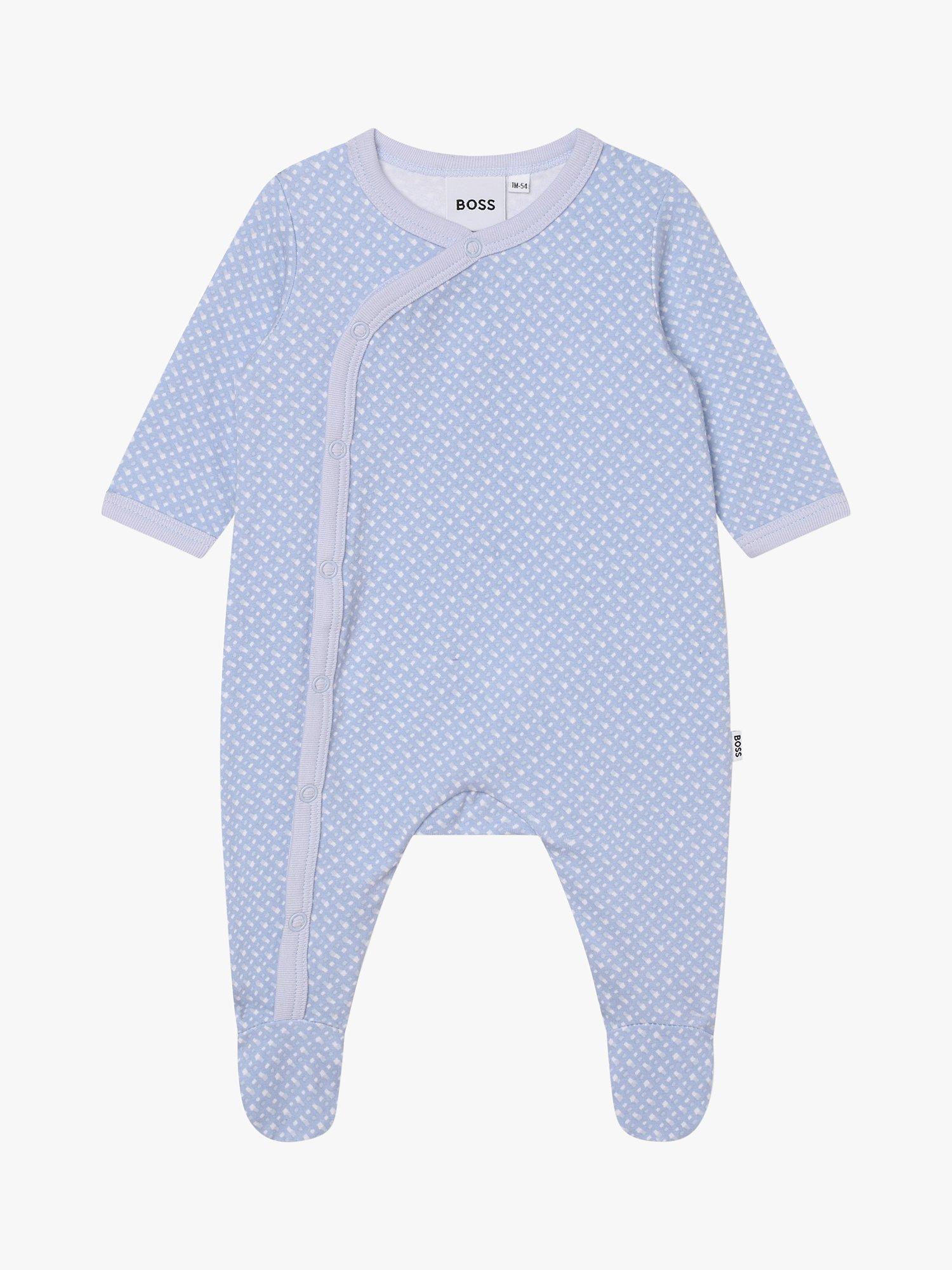 BOSS Baby Monogram Print Sleepsuit, White/Multi