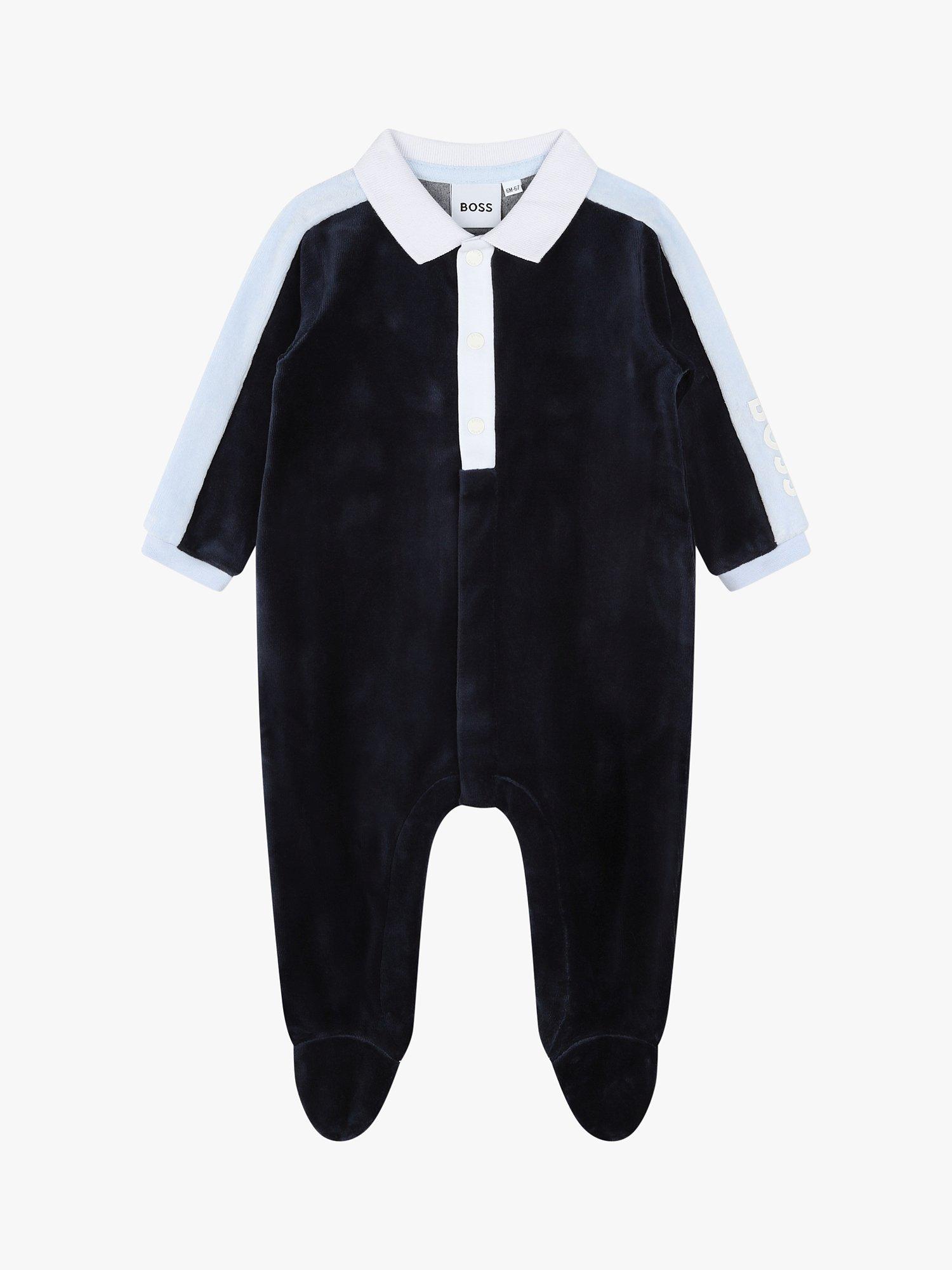 BOSS Baby Velvet Logo Sleepsuit, Navy