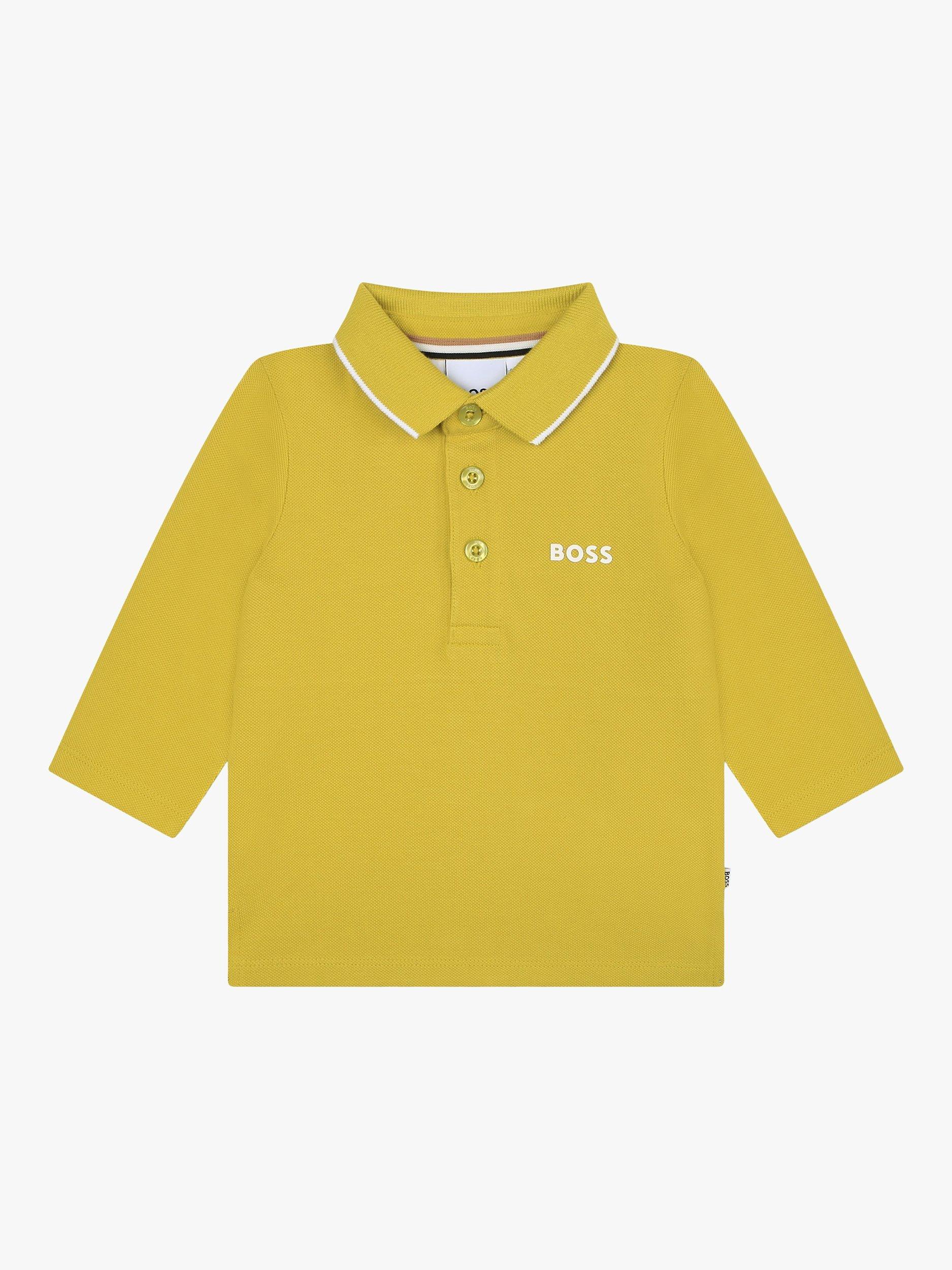 BOSS Baby Logo Long Sleeve Polo Shirt, Yellow