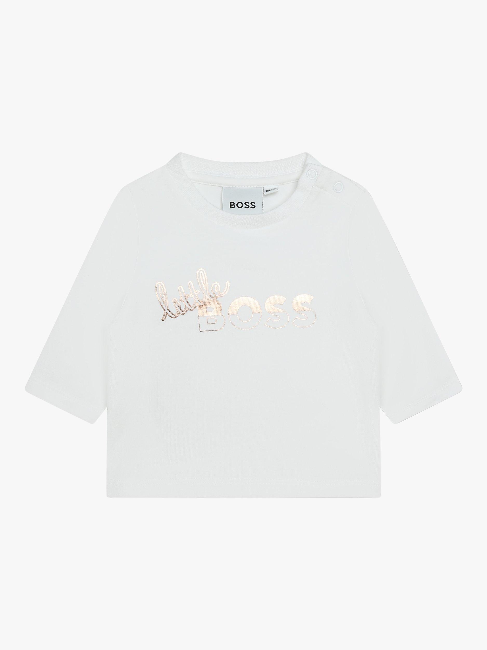 Product image 1 of 3, which shows BOSS Baby Logo Long Sleeve T-Shirt, White, 1 months
