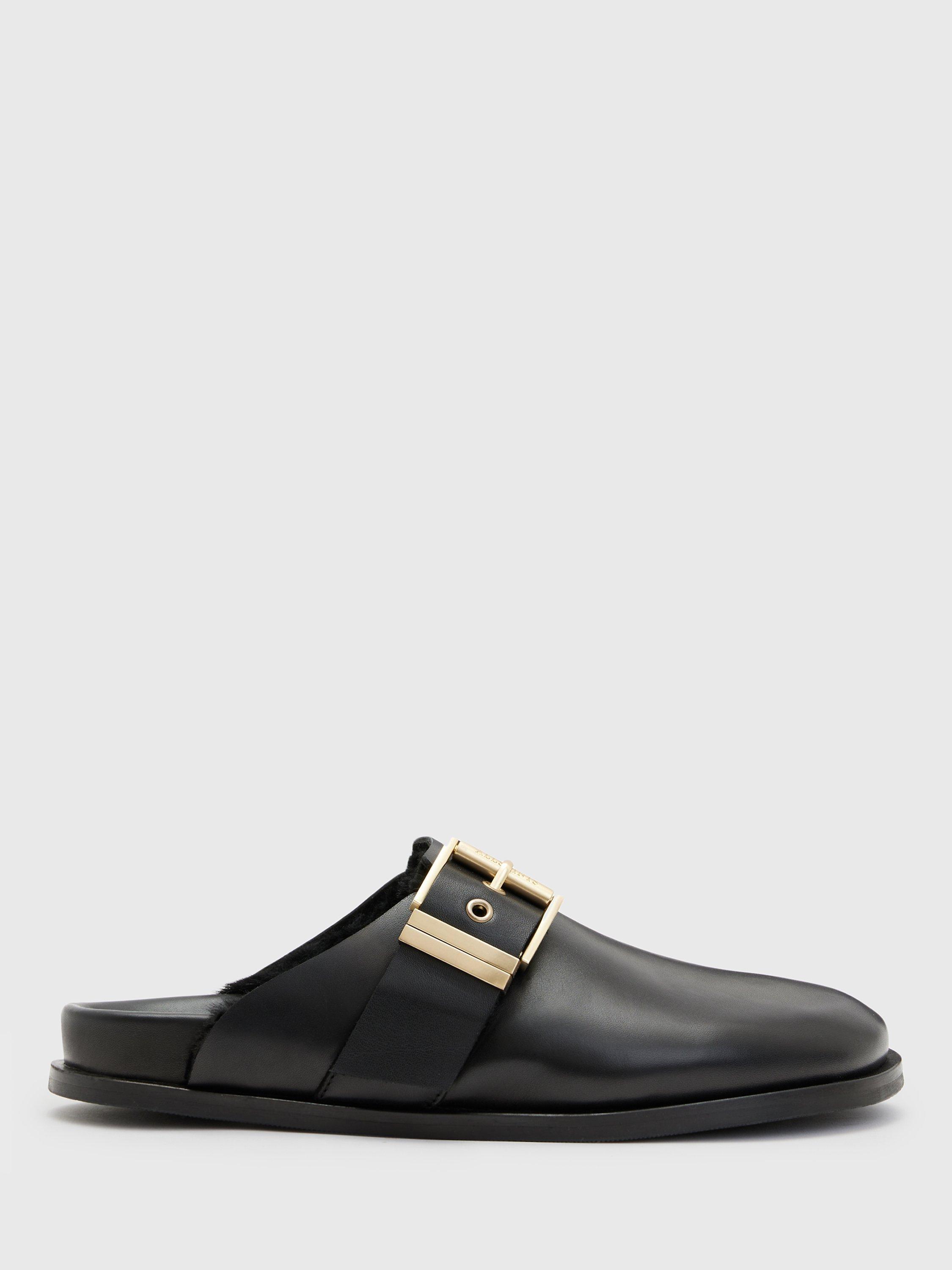 AllSaints Venus Leather Shearling Mules