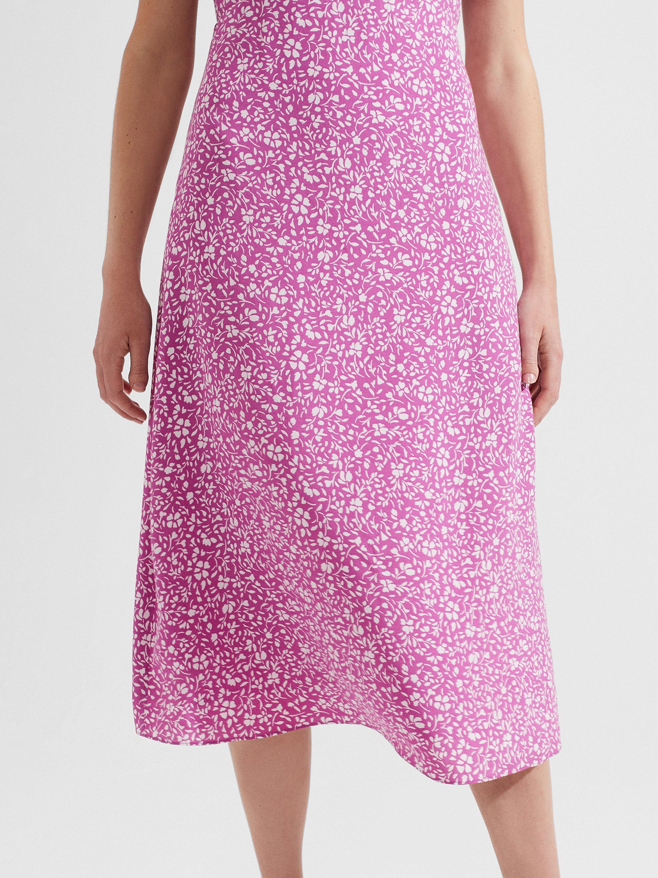 Product image 5 of 6, which shows Hobbs Tullia Floral Midi Dress, Pink/Ivory, 12