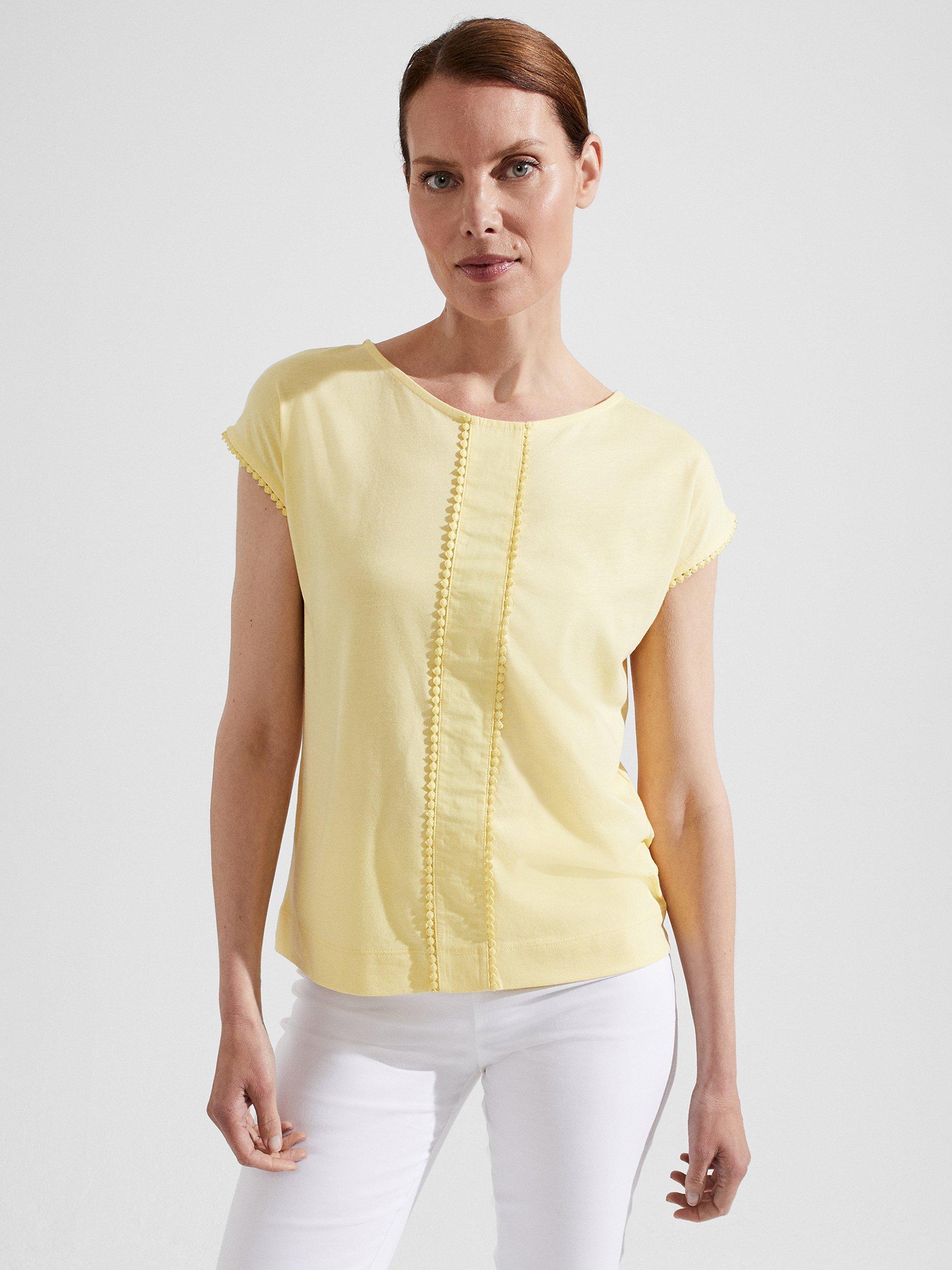 Hobbs Katelena Lace Trim Top, Lemon Zest