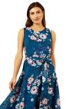 Yumi Floral Skater Dress, Teal/Multi