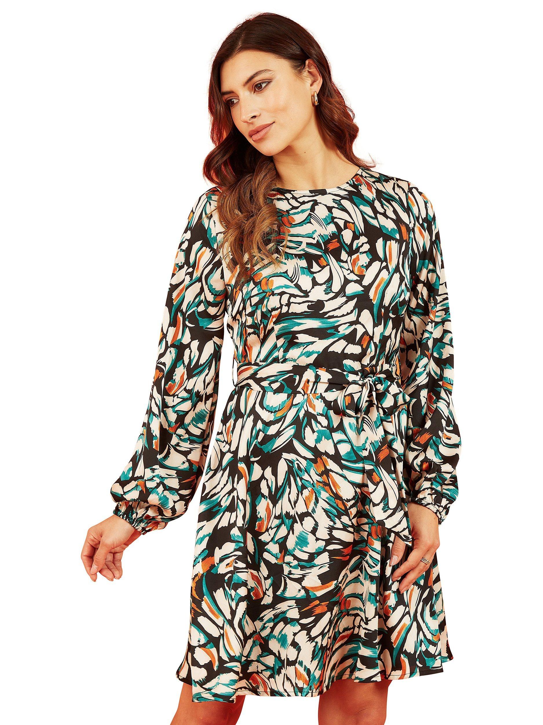 Mela London Abstract Print Skater Dress Multi