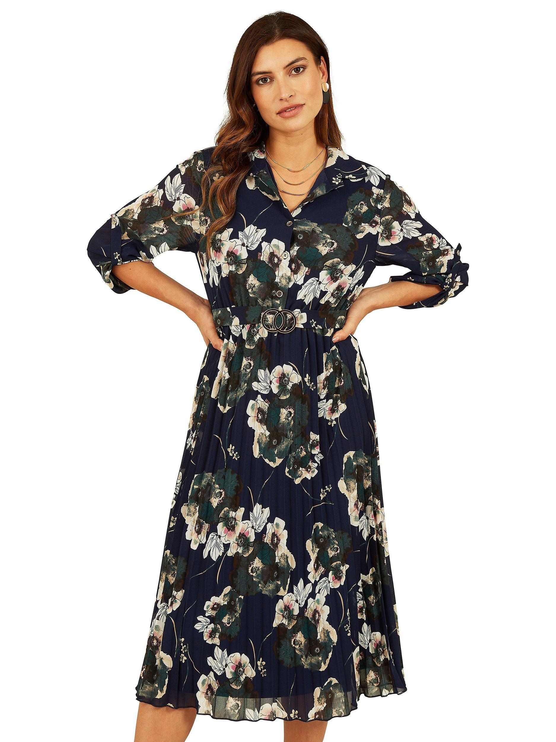 Mela London Pleated Midi Skirt Dress, Multi, 12