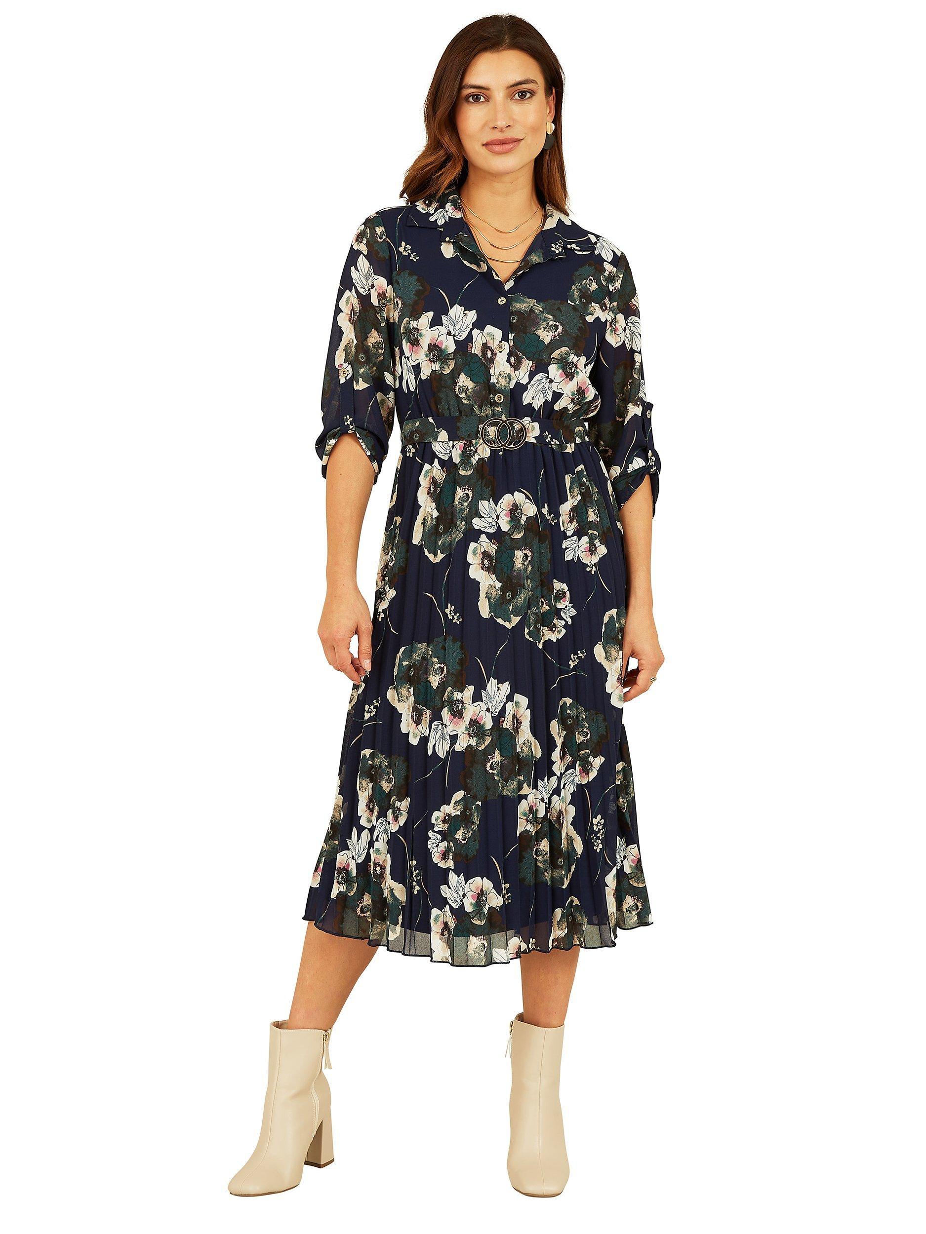 Mela London Pleated Midi Skirt Dress, Multi, 12