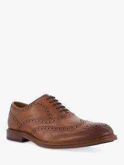 Dune London Solihull Leather Brogue Shoes, Tan - view 2, Tan-leather