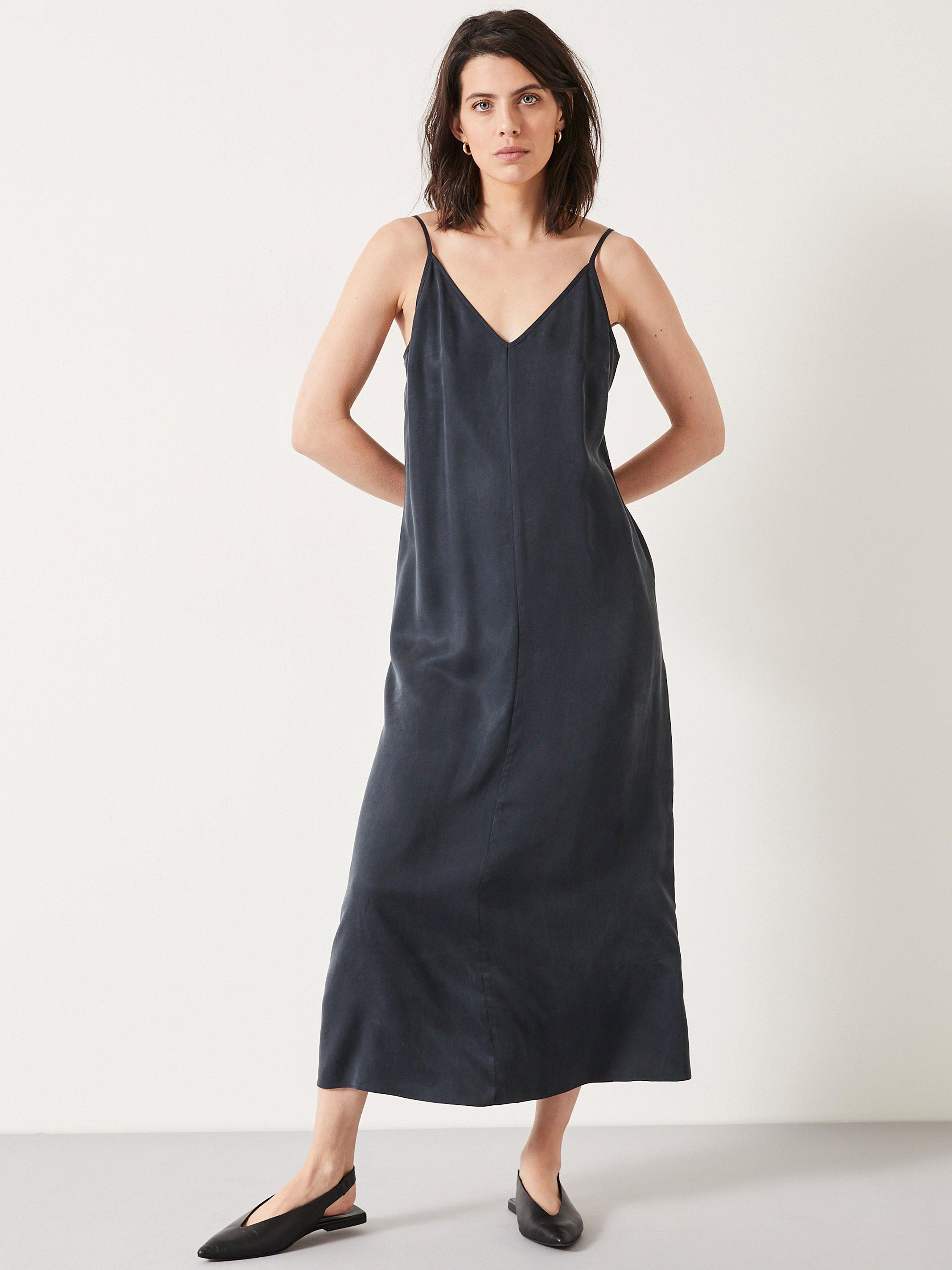 HUSH Eloise Slip Midi Dress, Washed Black