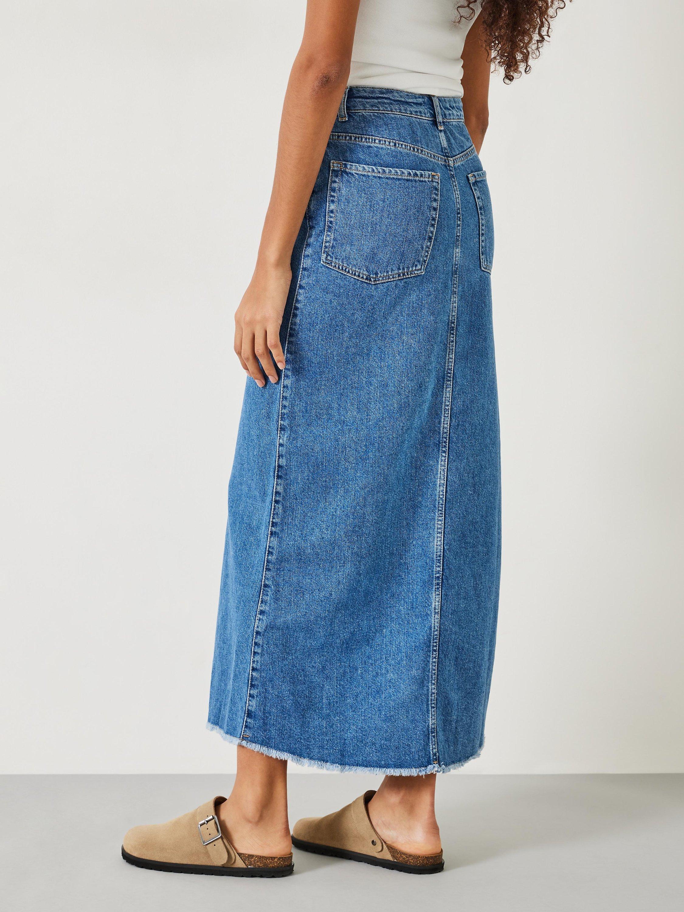 HUSH Rachelle Maxi Denim Skirt, Mid Authentic Blue, 10