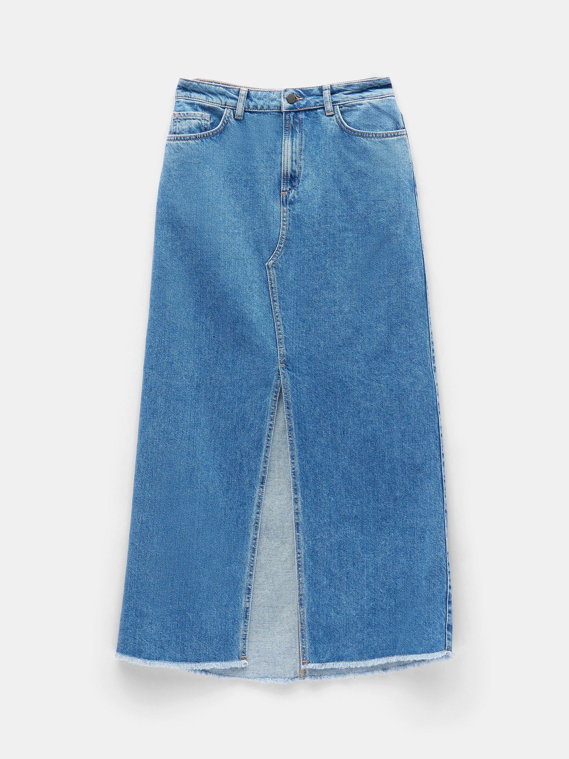 HUSH Rachelle Maxi Denim Skirt, Mid Authentic Blue, 10