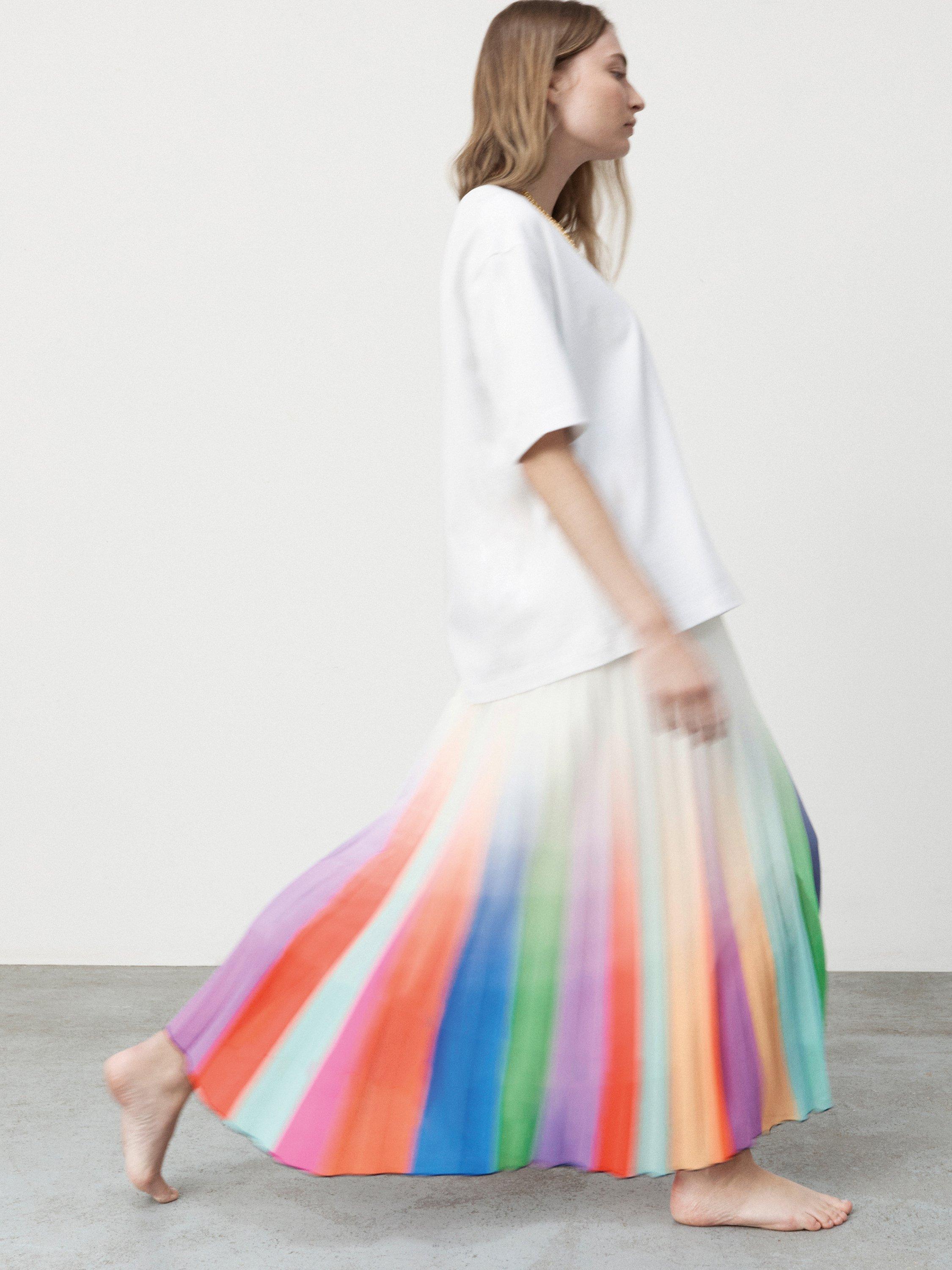 HUSH Zaina Ombre Pleated Maxi Skirt, Multi