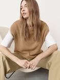 HUSH Sarai Rib Short Sleeve Organic Cotton Jumper, Camel