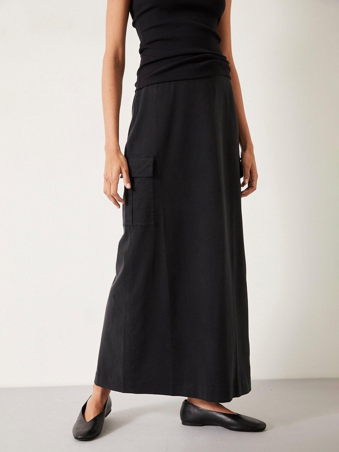 HUSH Alix Cargo Maxi Skirt, Black