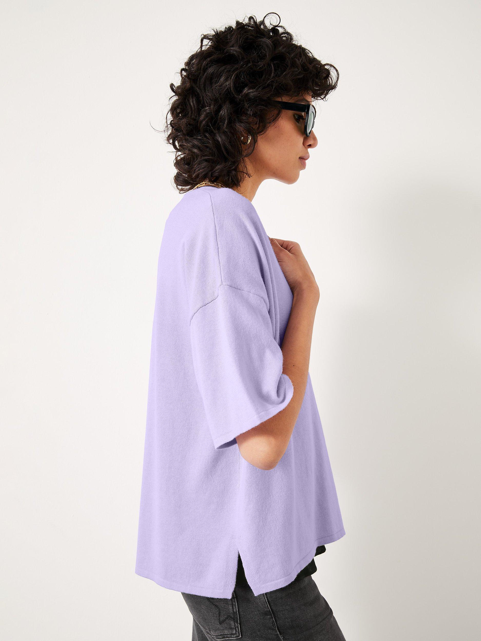 HUSH Cierra V-Neck Knitted Top, Lilac, XS