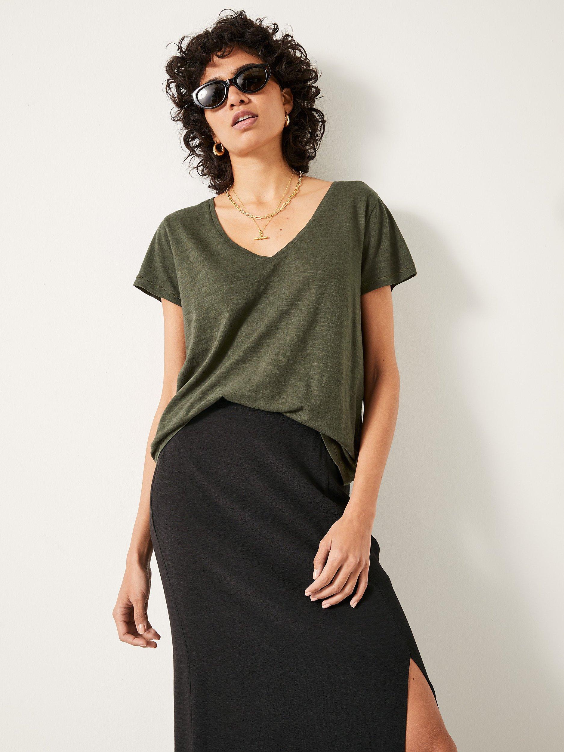 HUSH Slim Fit V-Neck T-Shirt, Deep Green