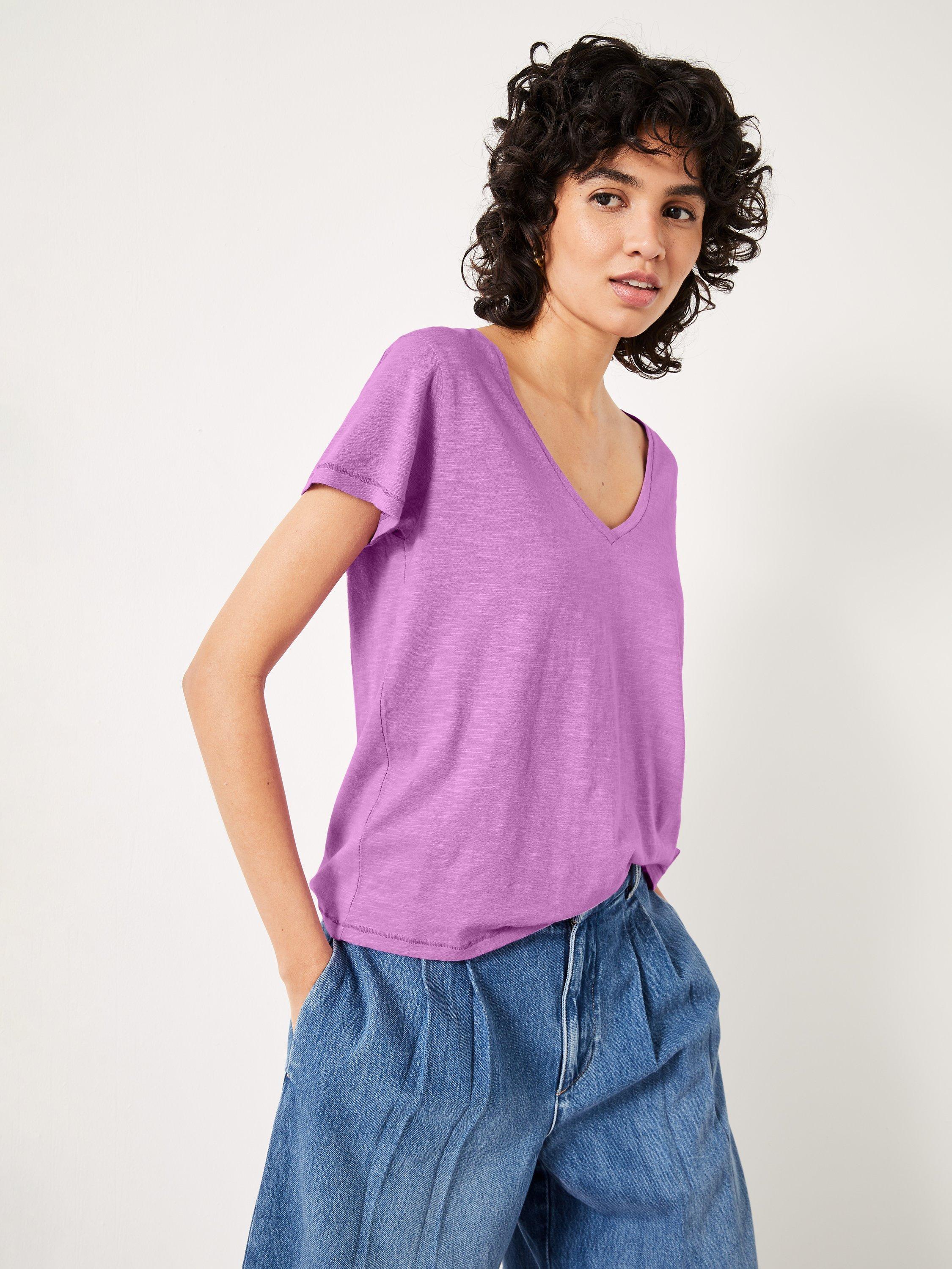 HUSH Slim Fit V-Neck T-Shirt, Purple