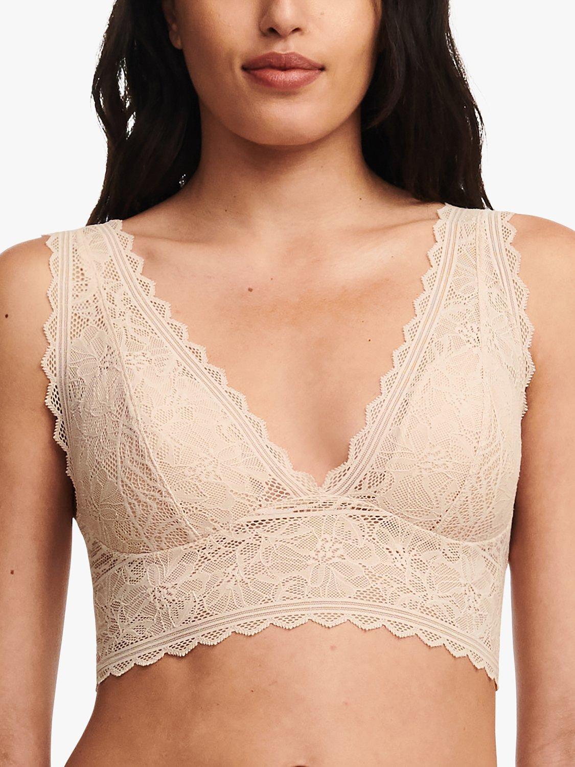Product image 1 of 4, which shows Chantelle Floral Touch Non Wired Bralette, Golden Beige, S