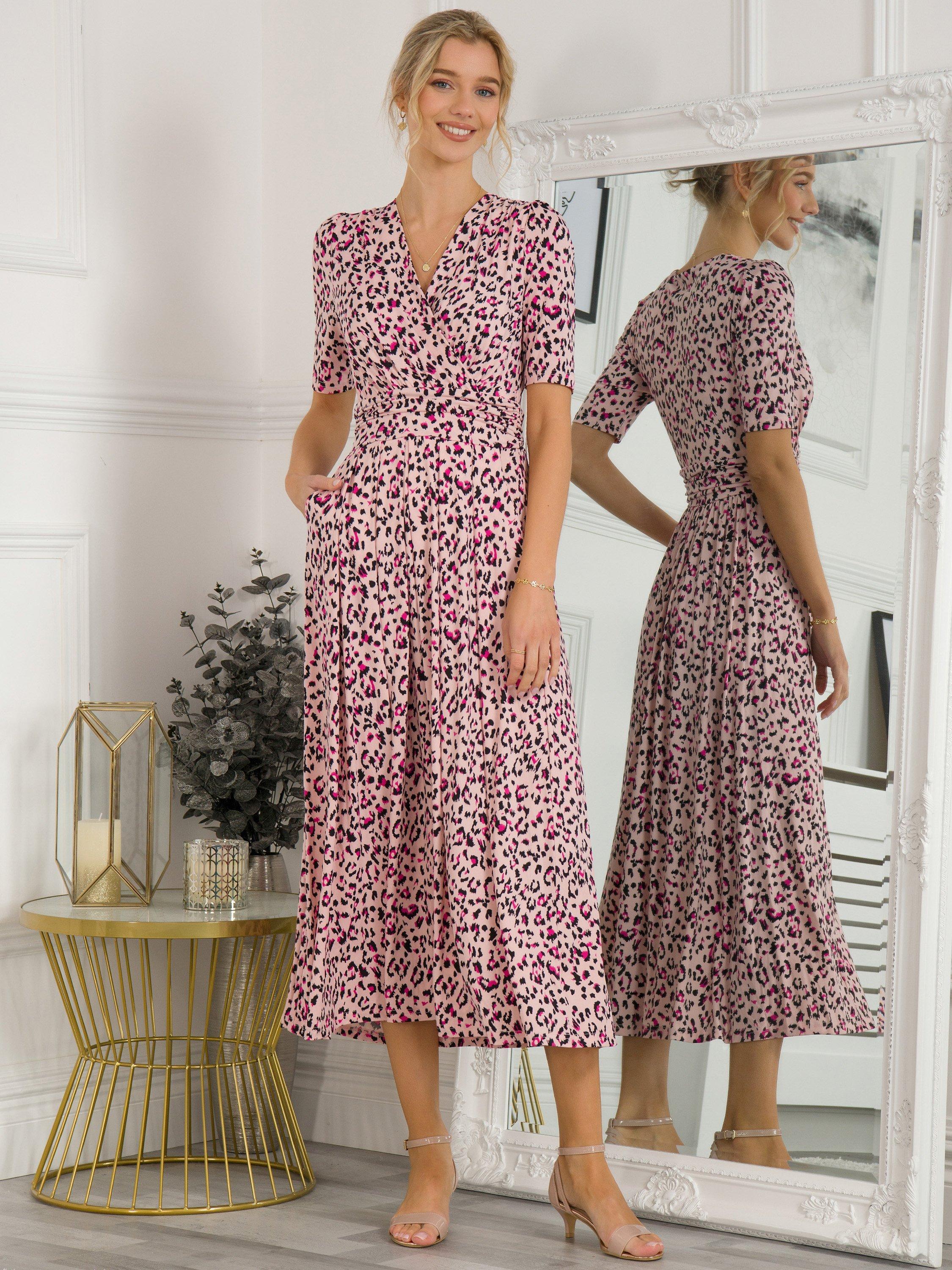 Jolie Moi Denise Animal Print Maxi Dress, Pink/Multi