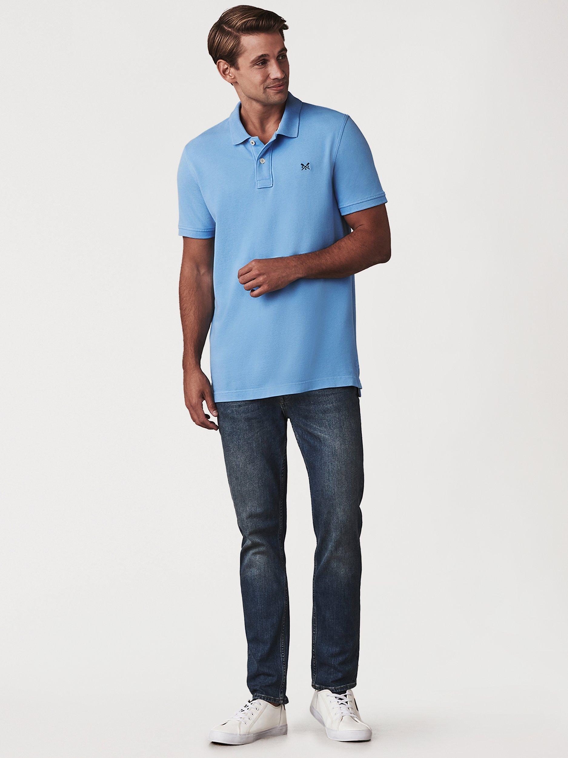 Product image 3 of 6, which shows Crew Clothing Classic Pique Polo Shirt, Bright Blue, XS