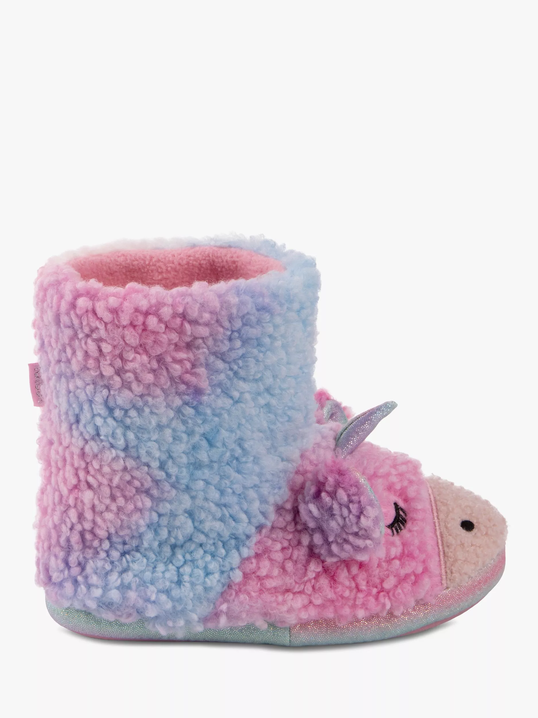 totes Kids 3D Unicorn Boot Style Slippers Pink Blue