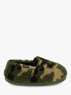 totes Kids' Camouflage Slippers, Green/Black, Green/Black