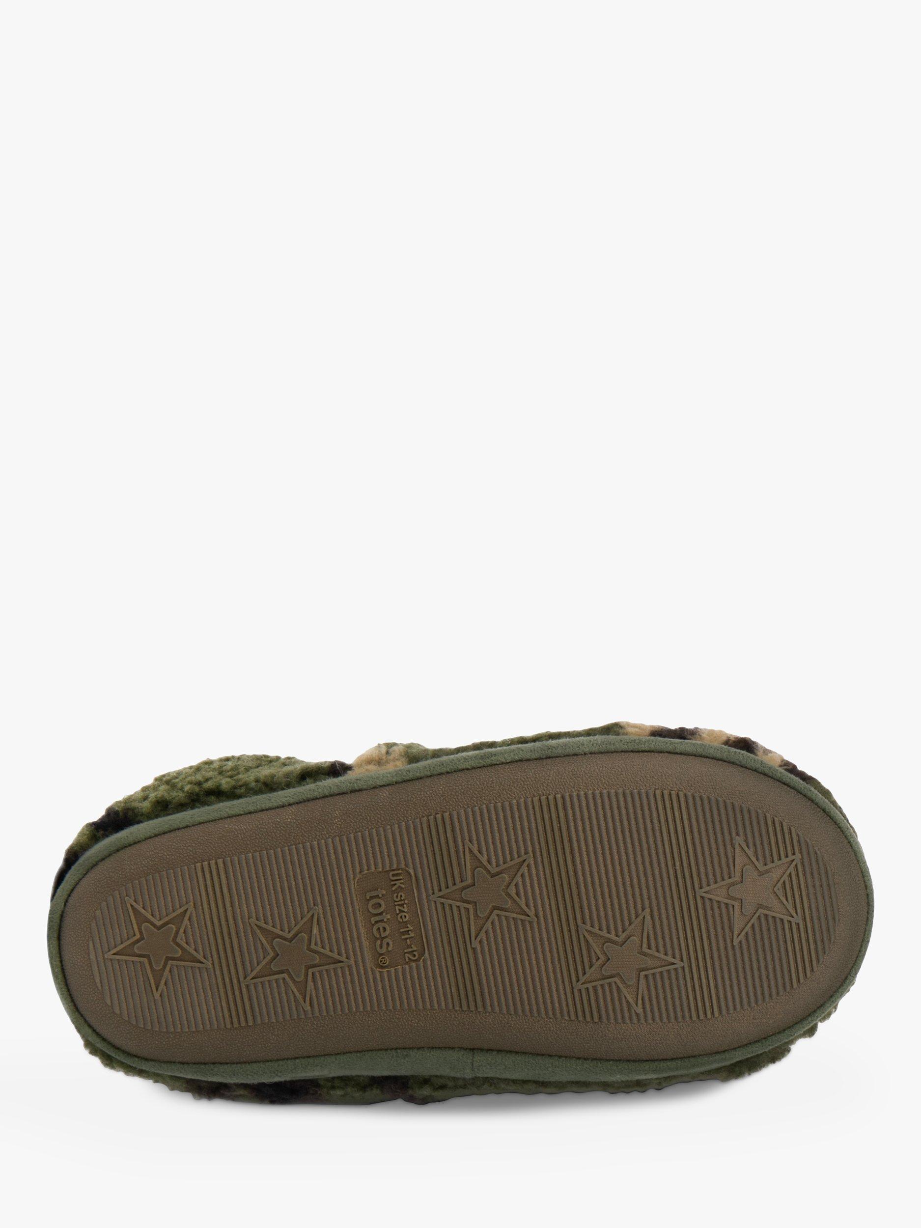 totes Kids' Camouflage Slippers, Green/Black, 11-12 Jnr