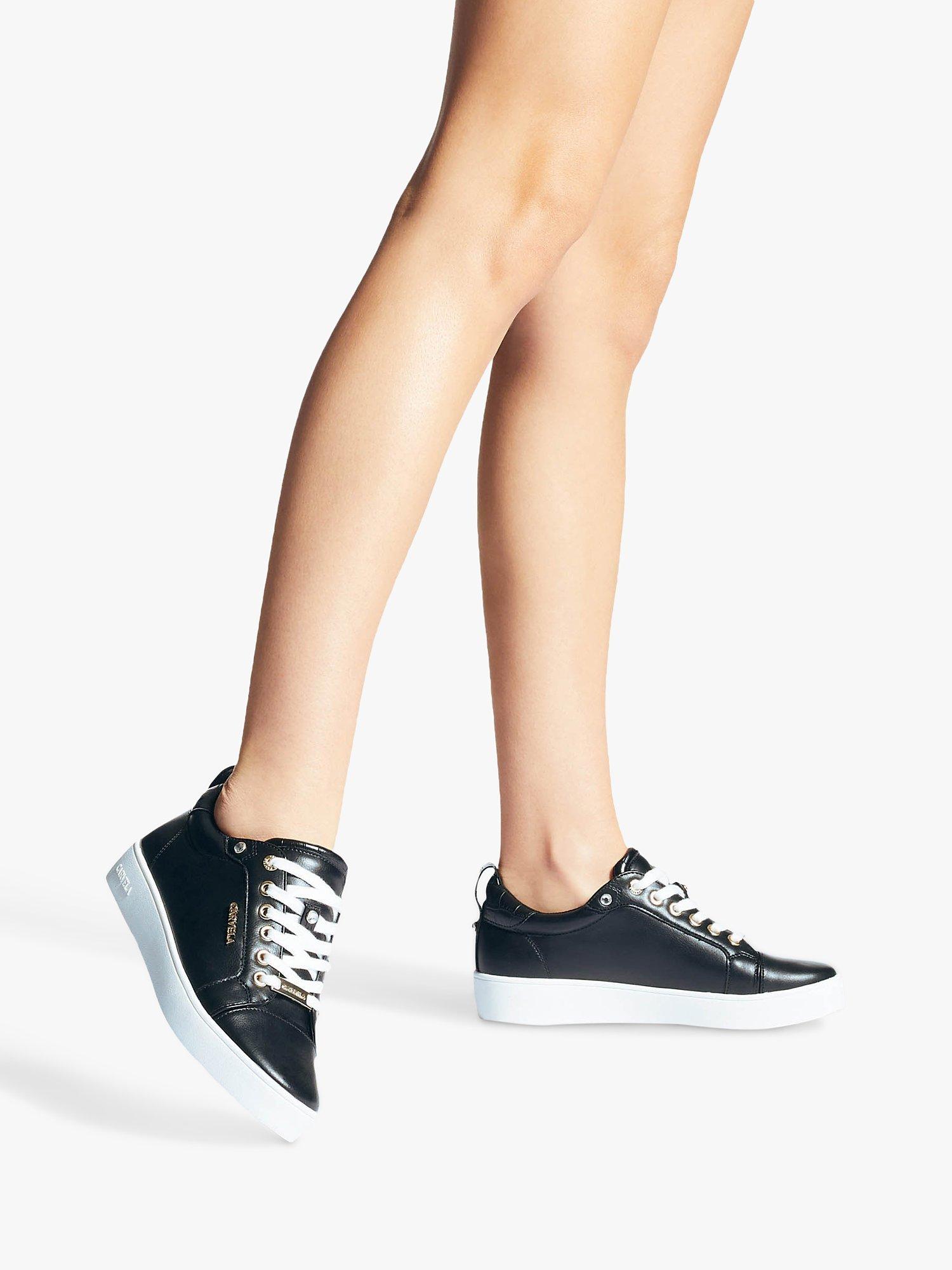 Product image 2 of 5, which shows Carvela Joyful Lace Up Flatform Trainers, Black, 3