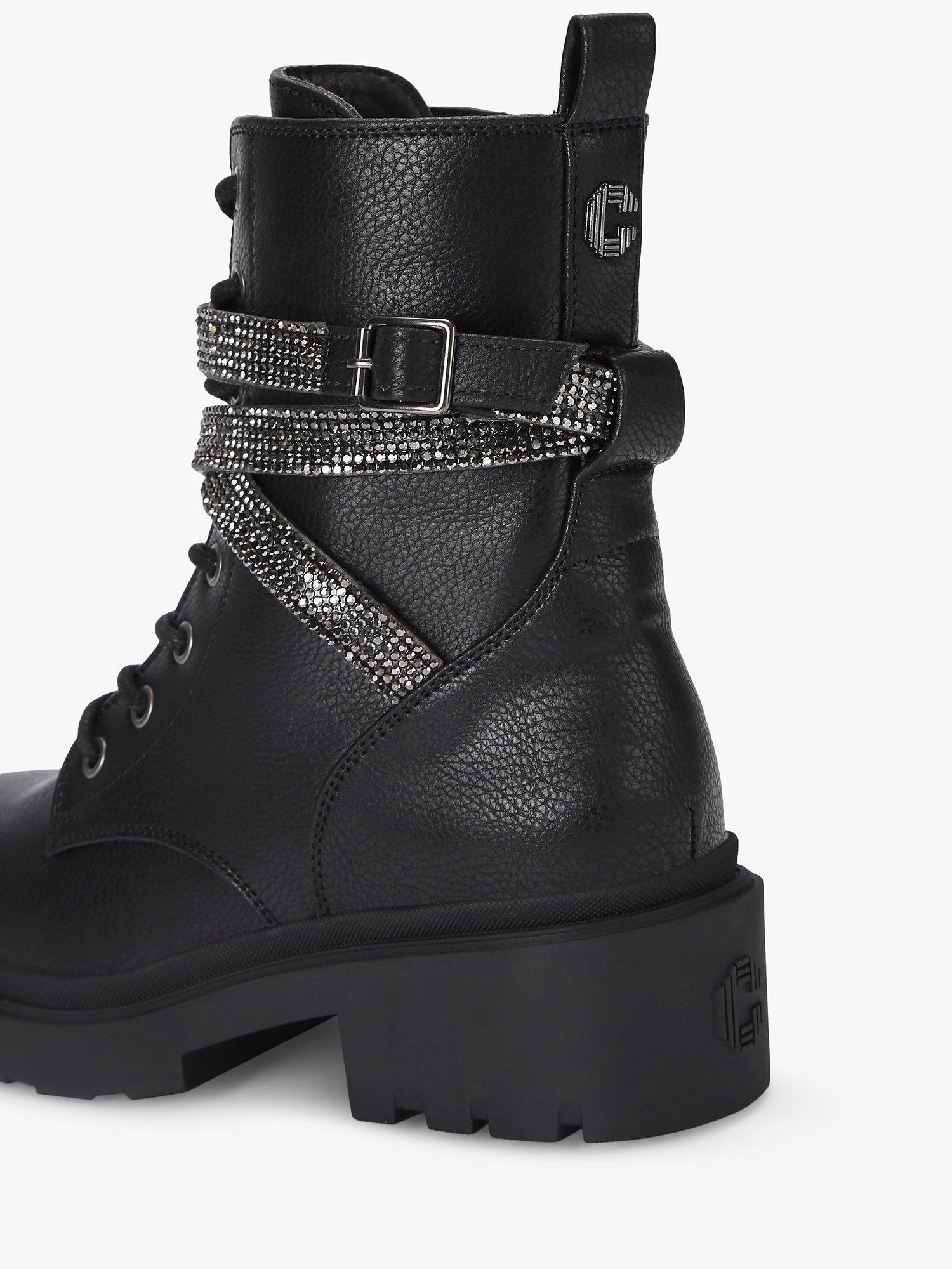 Product image 3 of 4, which shows Carvela Boulder Embellished Biker Boots, Black, 9