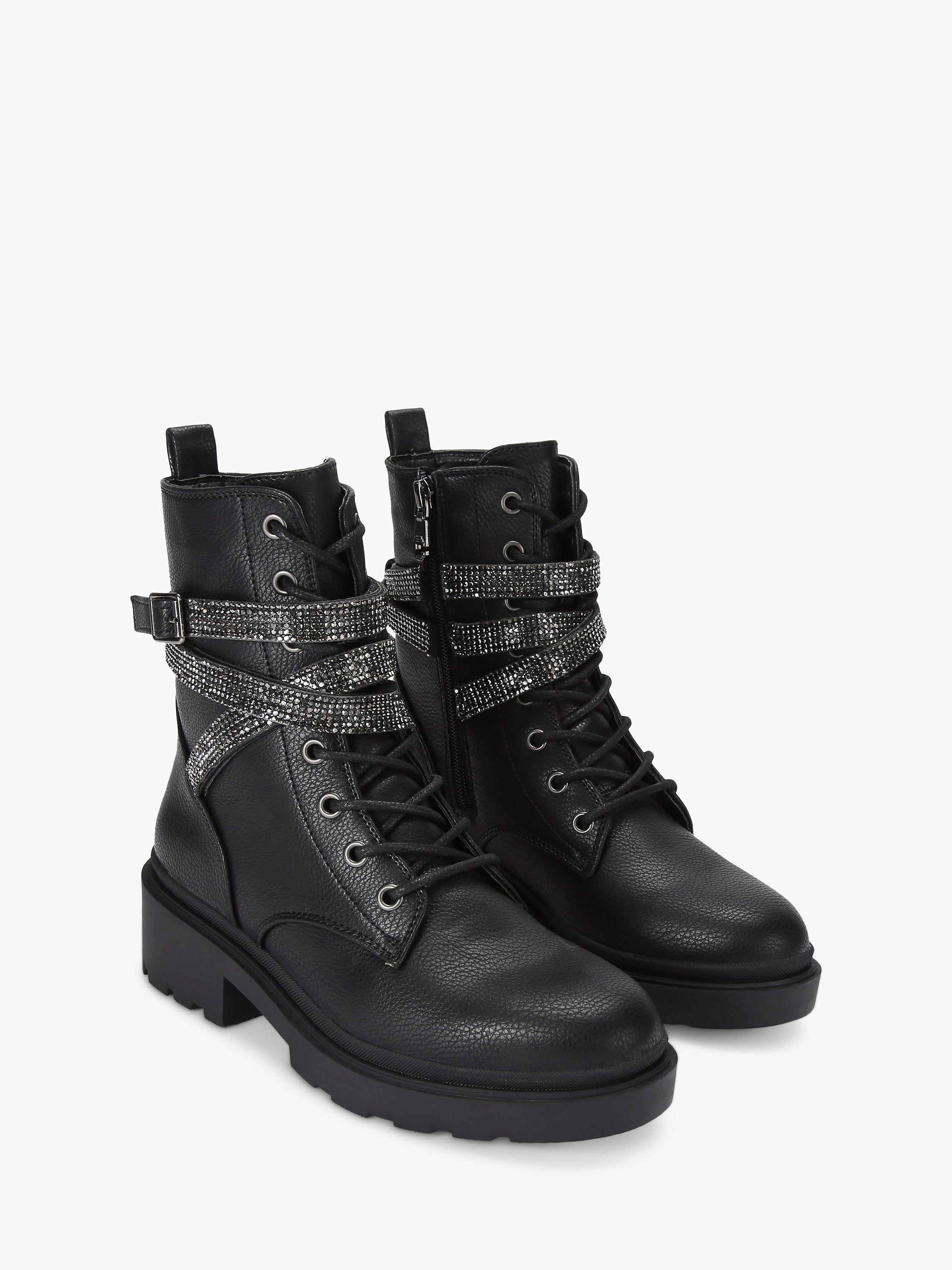 Product image 4 of 4, which shows Carvela Boulder Embellished Biker Boots, Black, 9