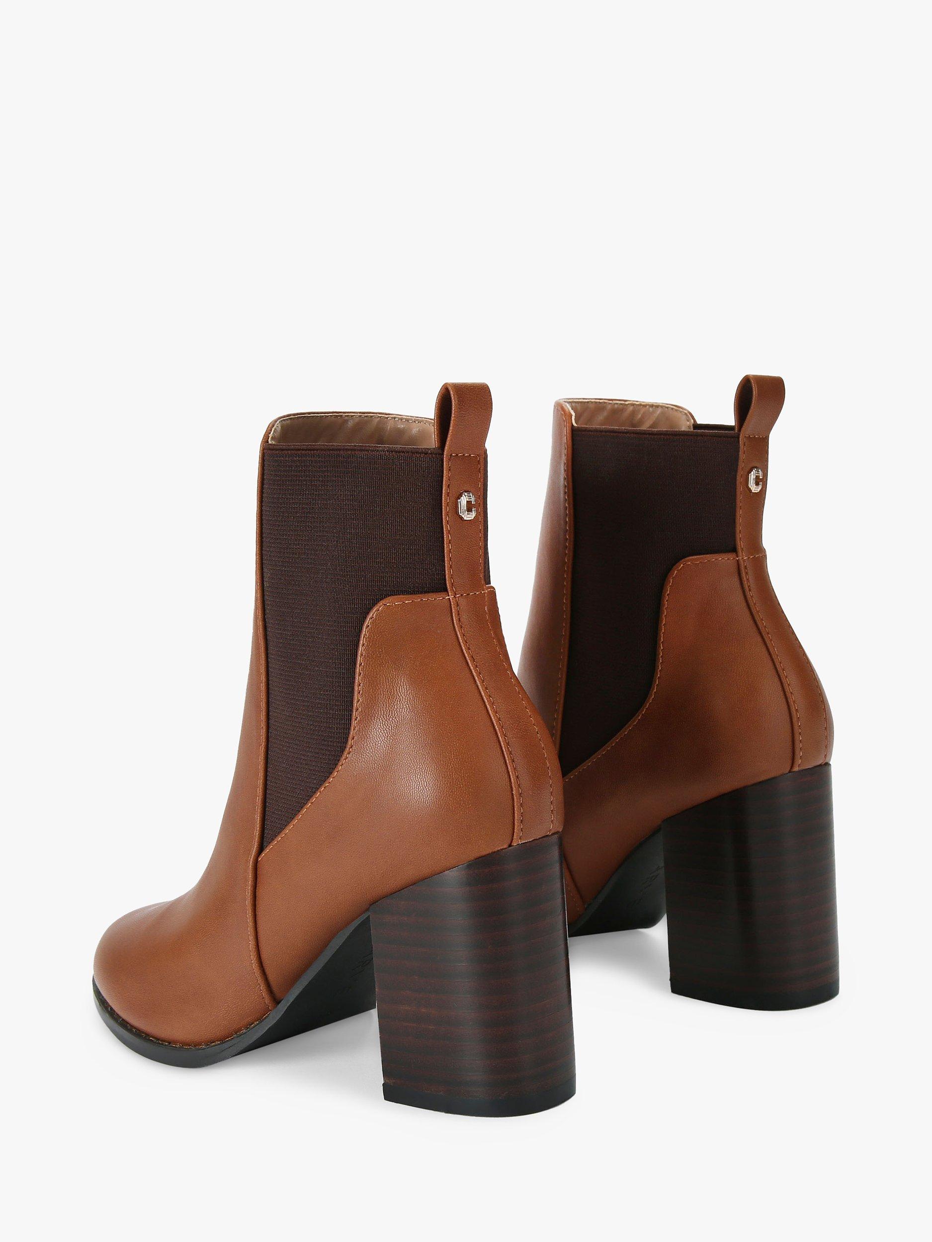 Carvela Toodle Heeled Chelsea Boots Brown Tan