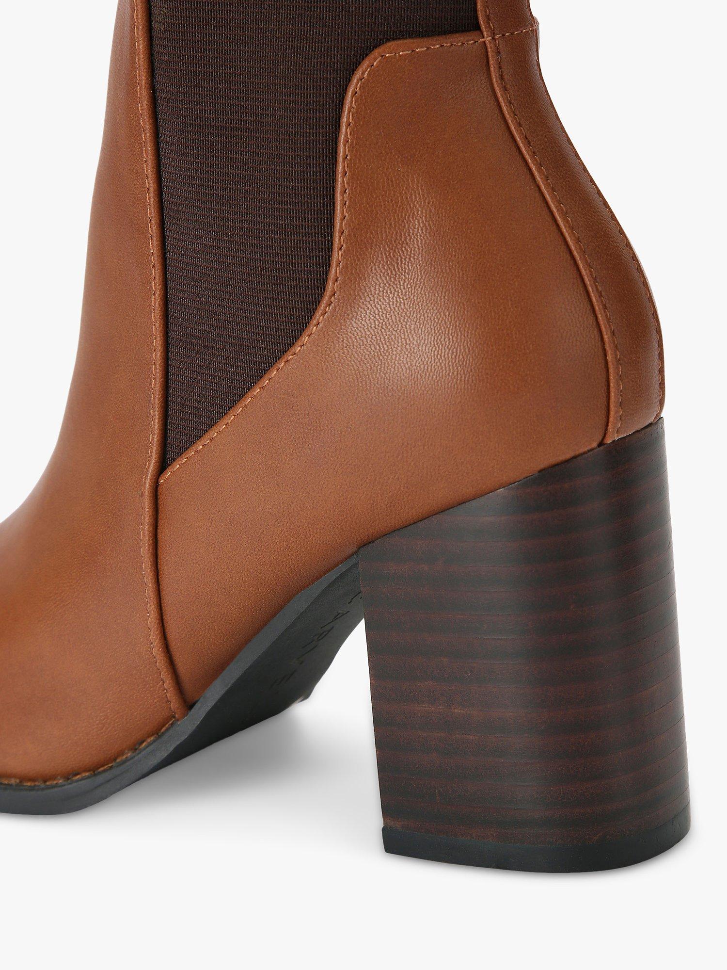 Carvela Toodle Heeled Chelsea Boots Brown Tan