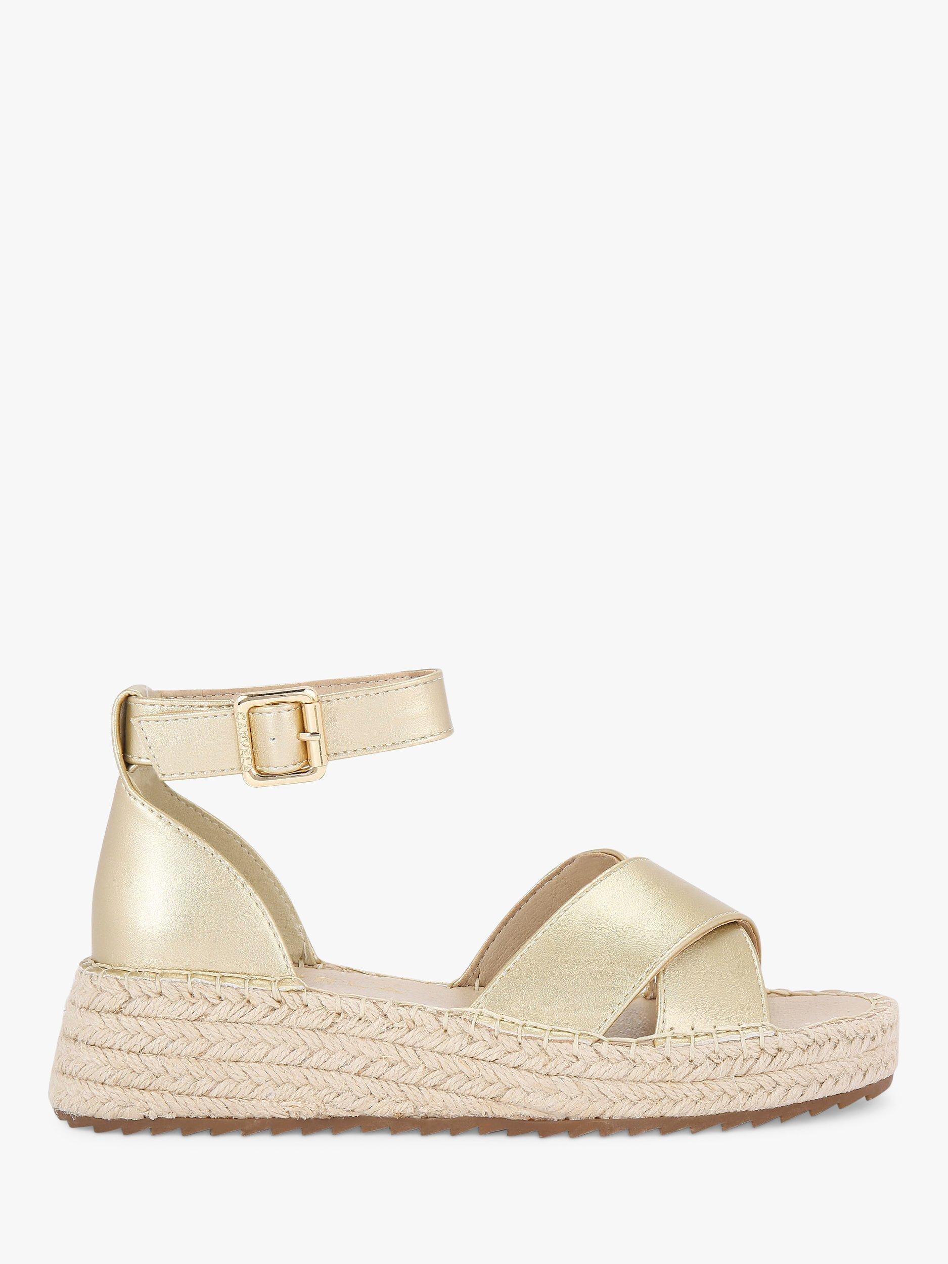 Carvela Catch Cross Strap Espadrille Sandals, Gold, 8