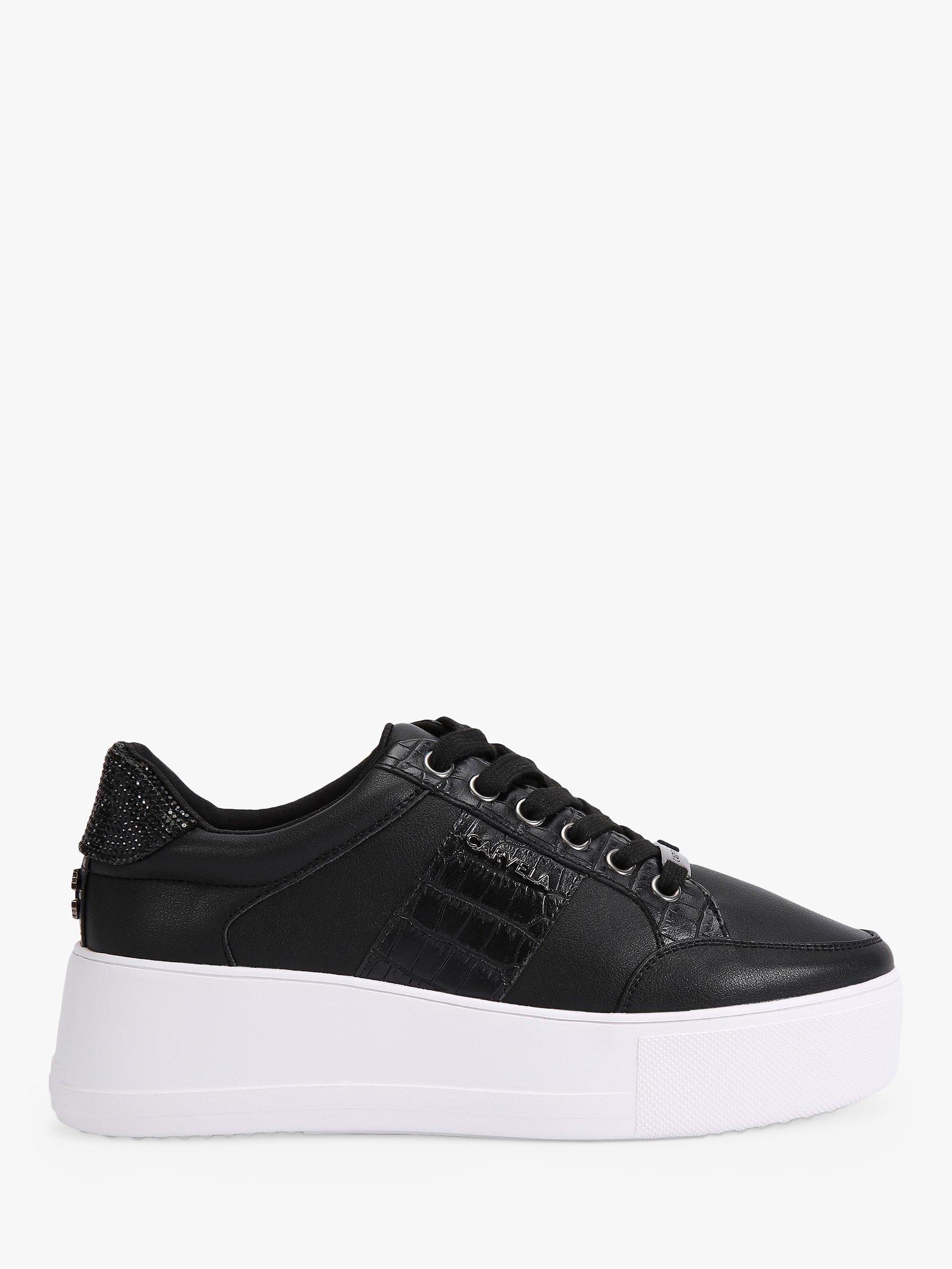 Carvela Jive Lace Up Platform Trainers, Black Multi Black, 3