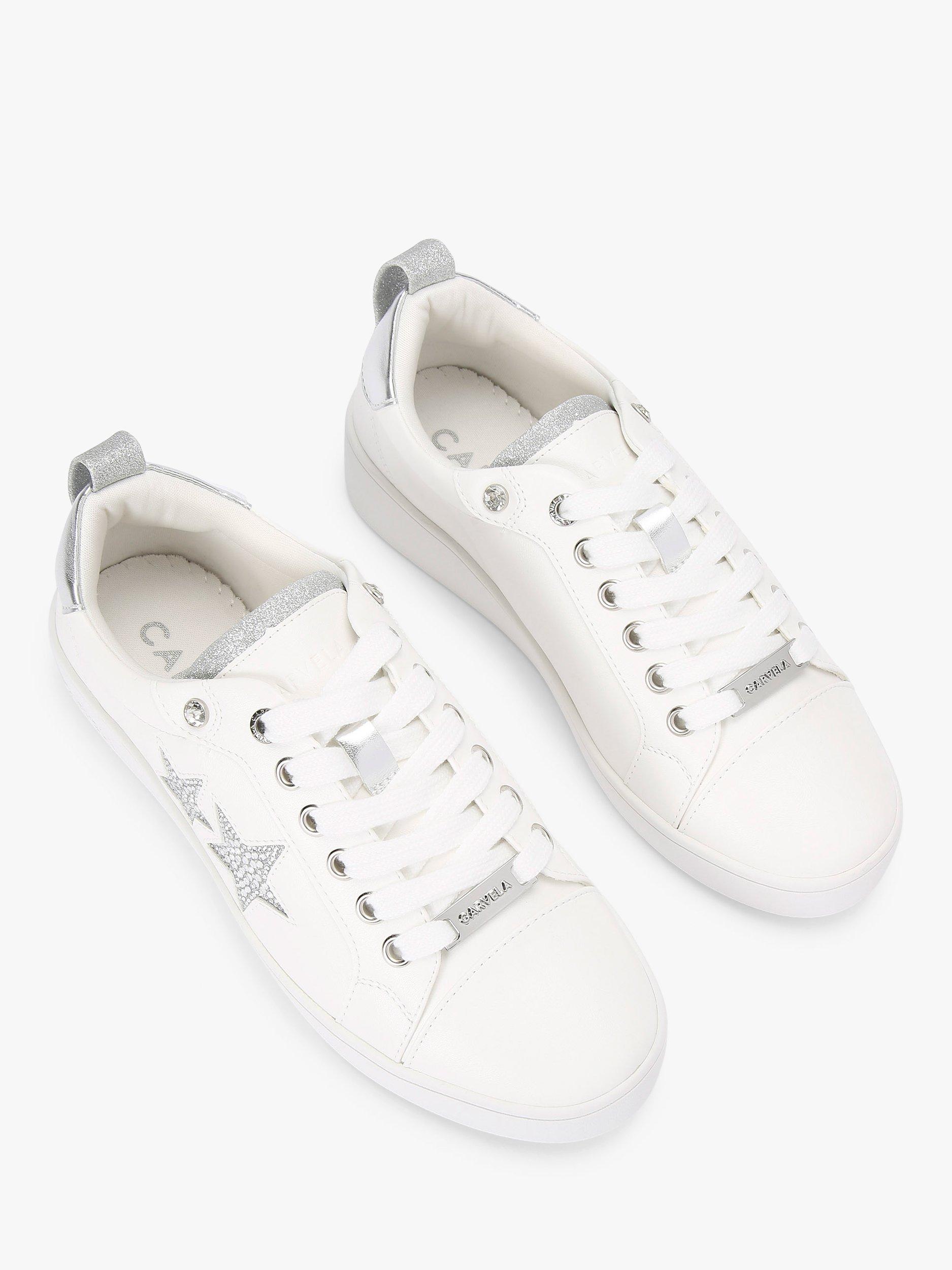 Product image 2 of 4, which shows Carvela Galaxy Embellished Star Trainers, White/Silver, 7