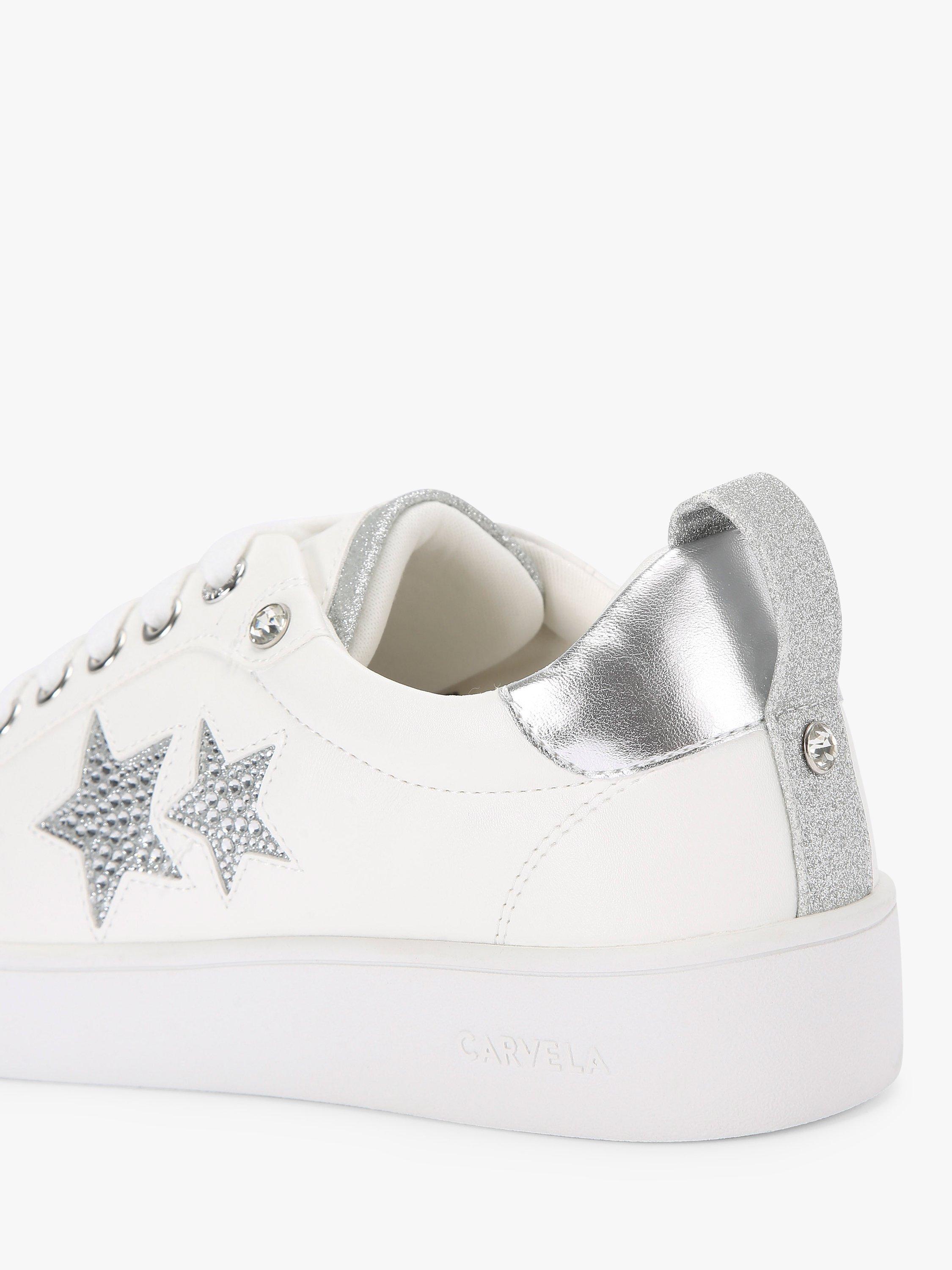 Product image 3 of 4, which shows Carvela Galaxy Embellished Star Trainers, White/Silver, 7