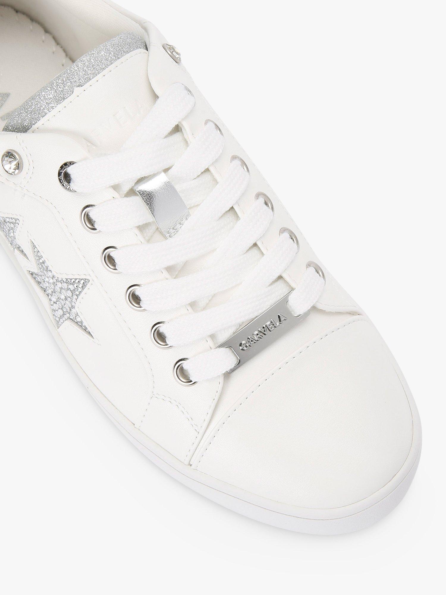 Product image 4 of 4, which shows Carvela Galaxy Embellished Star Trainers, White/Silver, 7
