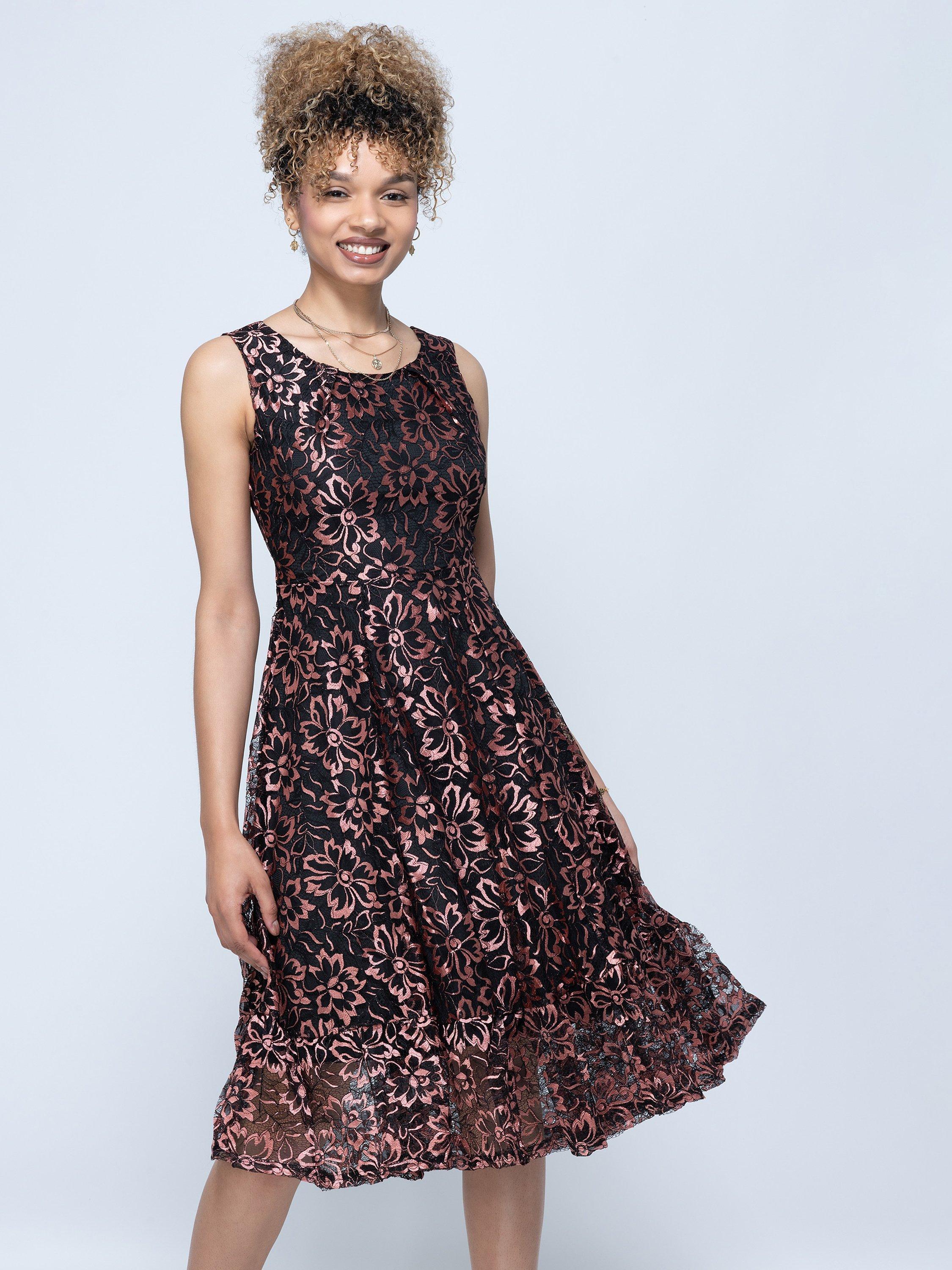 Jolie Moi Lace Flare Hem Midi Dress, Multi