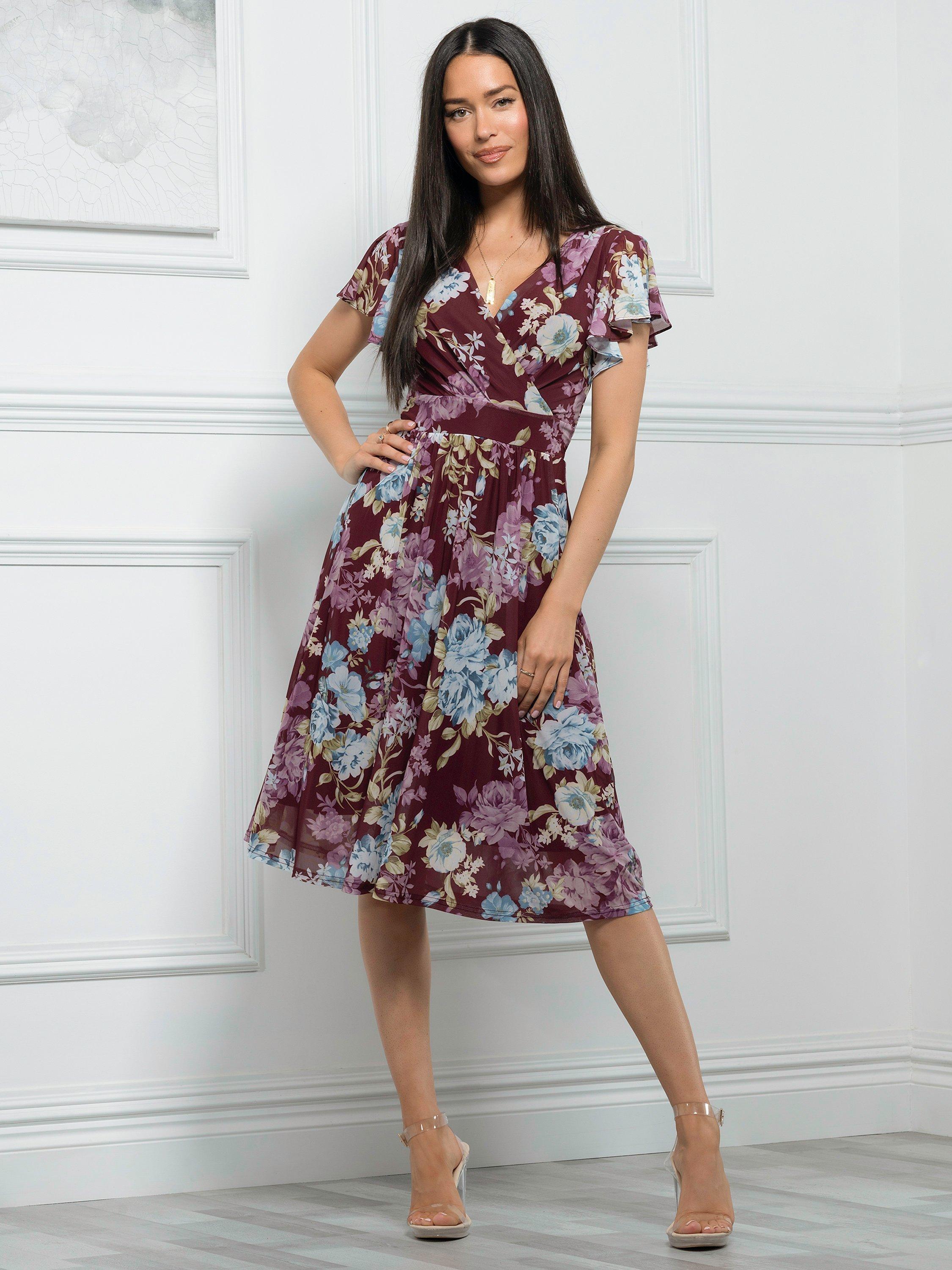 Jolie Moi Lylah Cross Front Mesh Dress, Multi