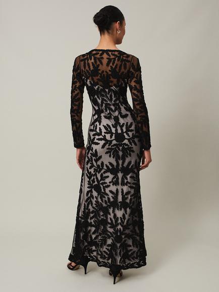 Phase Eight Hermione Tapework Maxi Dress, Black/Nude - view 2, Black/Nude