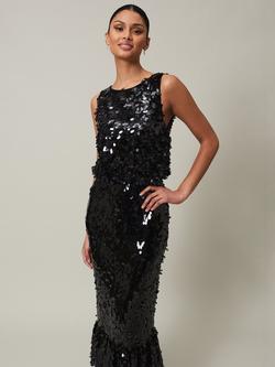 Phase Eight Elena Sequin Maxi Dress, Black - view 2, Black