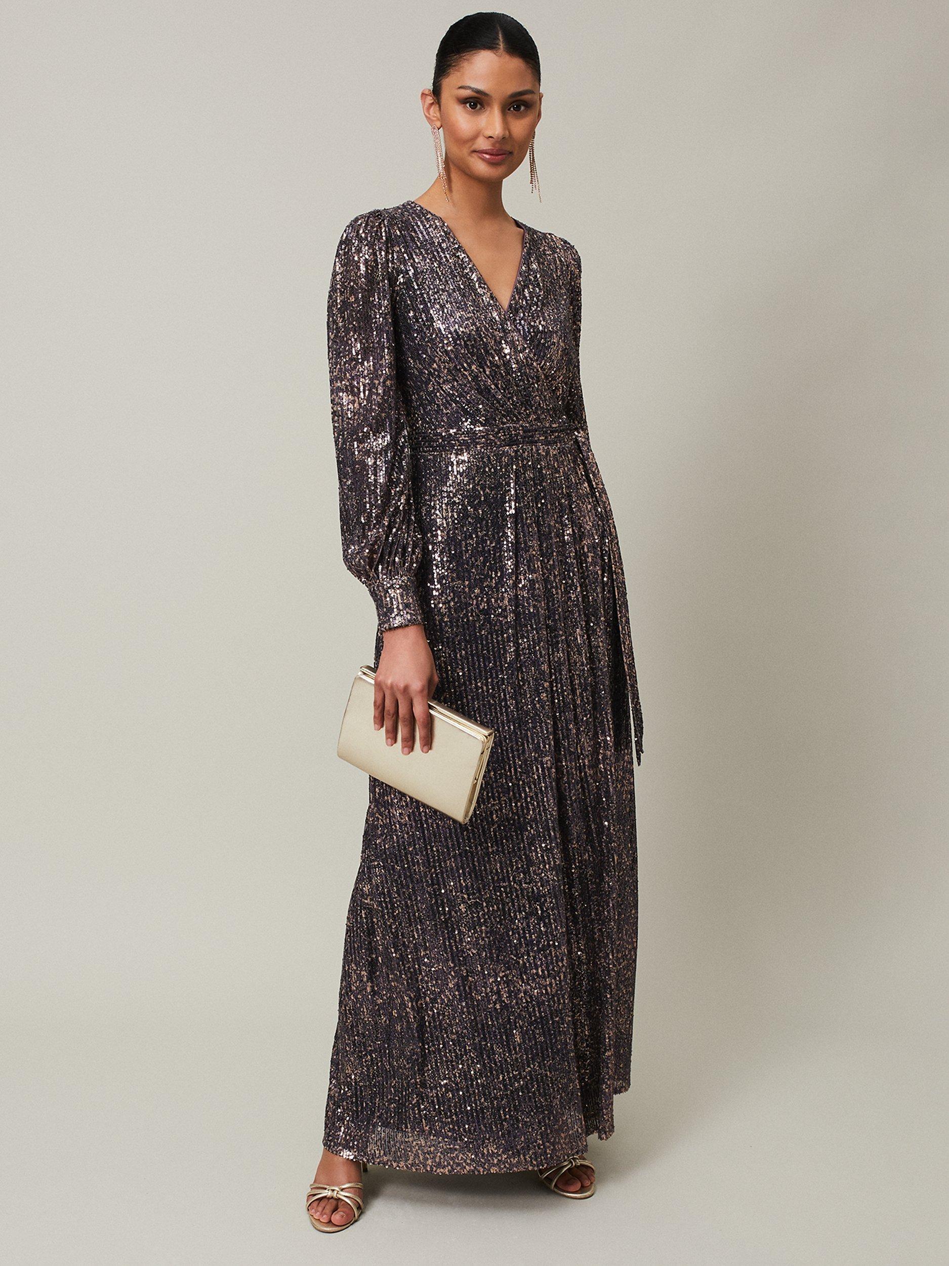 Phase Eight Amily Sequin Maxi Dress, Rose Gold