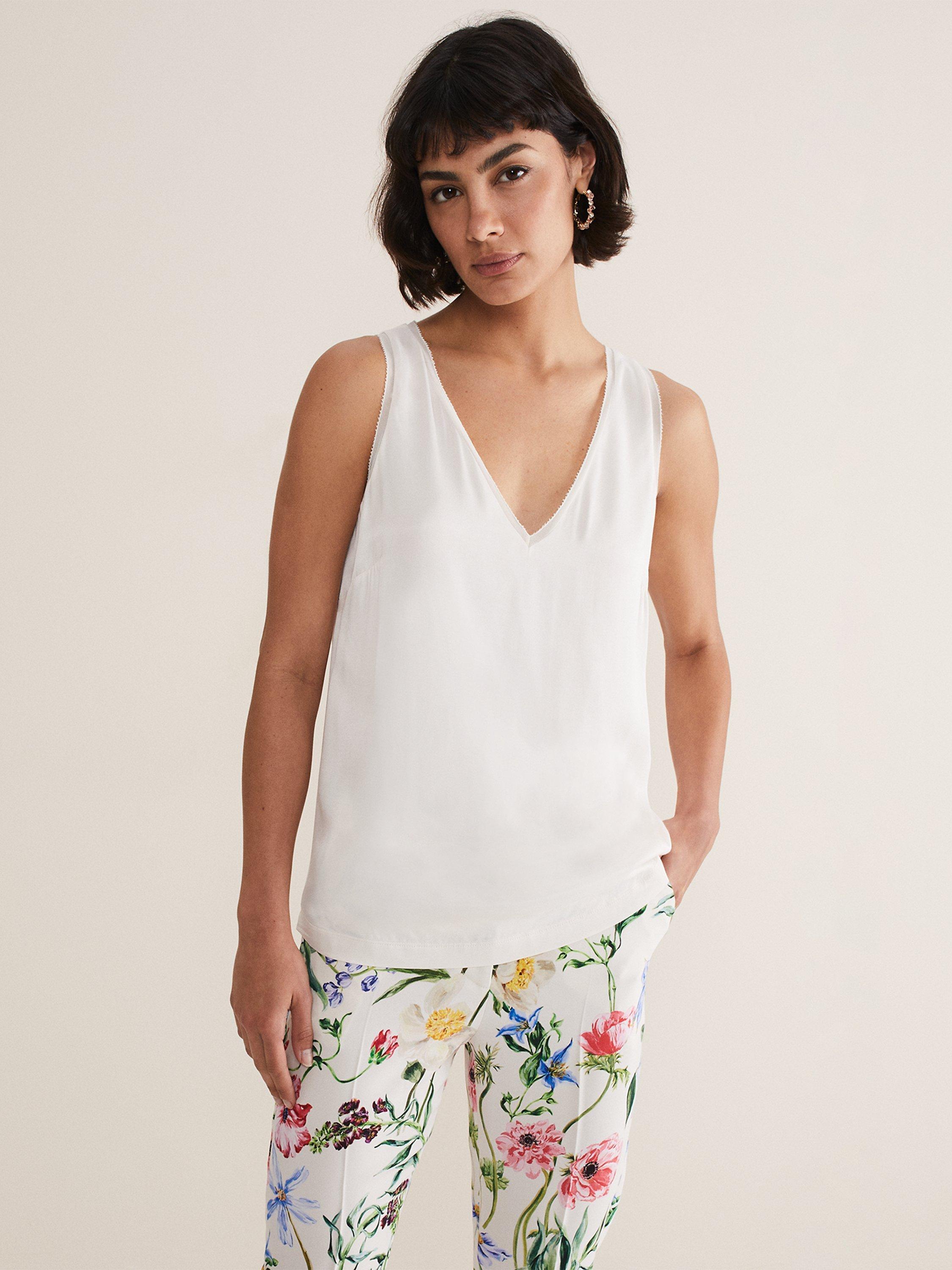 Phase Eight Bellamy Satin Sleeveless Top, White
