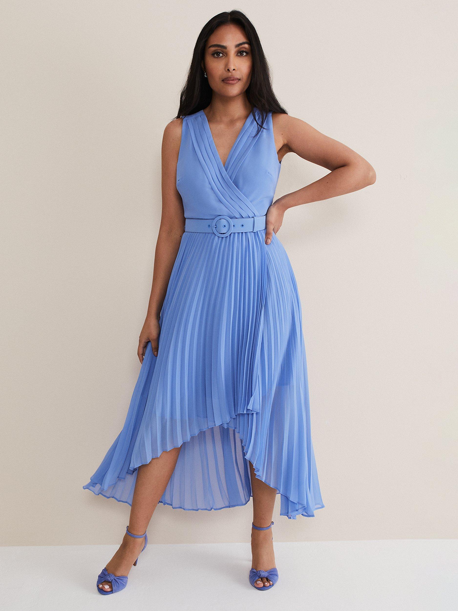 Phase Eight Petite Brianna Wrap Midi Dress, Cornflower