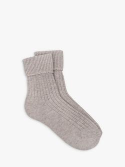 totes Wool and Cashmere Blend Ribbed Ankle Bed Socks, Mink